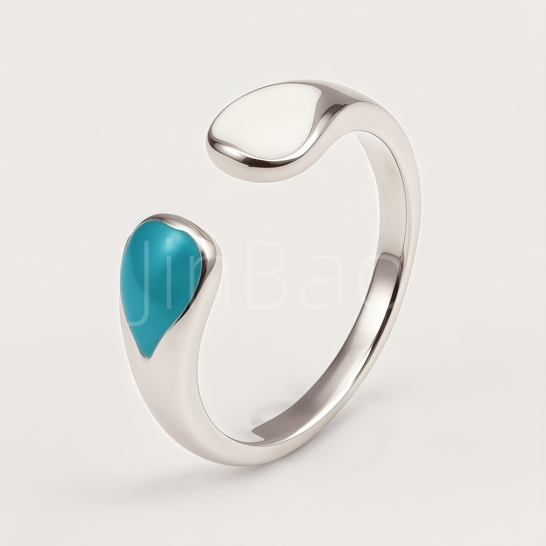 Asymmetric Teardrop Turquoise Enamel Open Adjustable Ring for Women | N00427