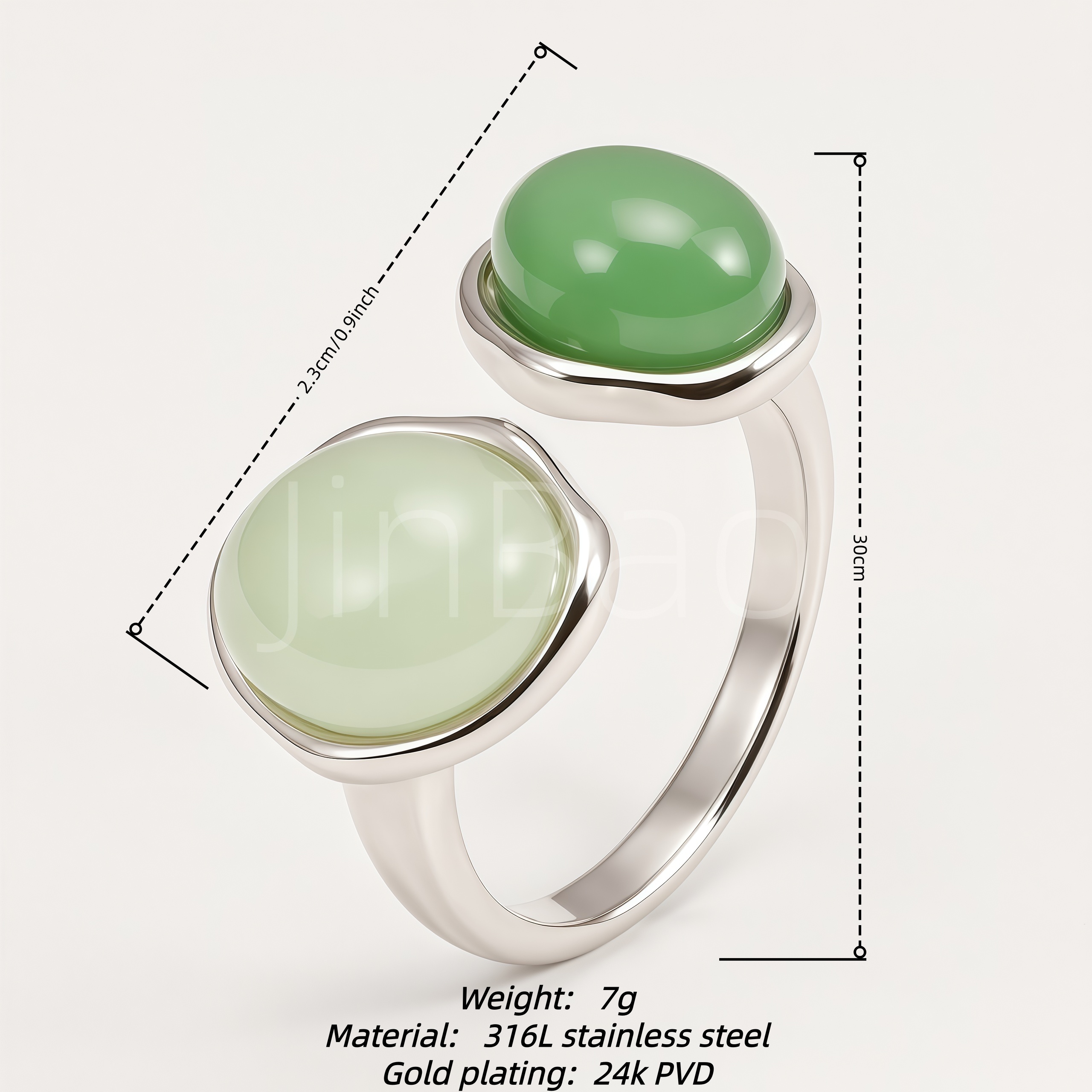 Twin Cabochon Minimalist Women Ring | N002824