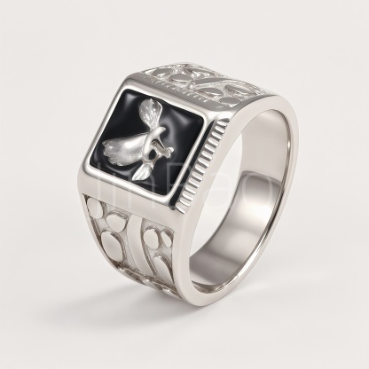 Vintage Eagle Embossed Square Signet Men's Ring | D0479