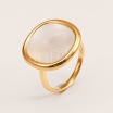 Minimalist Large Oval Mother of Pearl Bezel Set Women's Ring | E0053