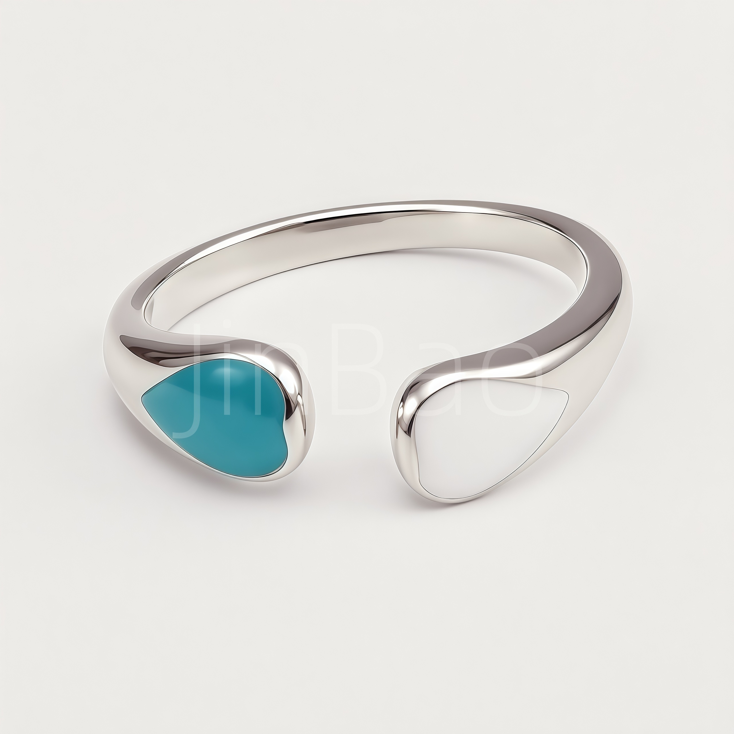 Asymmetric Teardrop Turquoise Enamel Open Adjustable Ring for Women | N00427