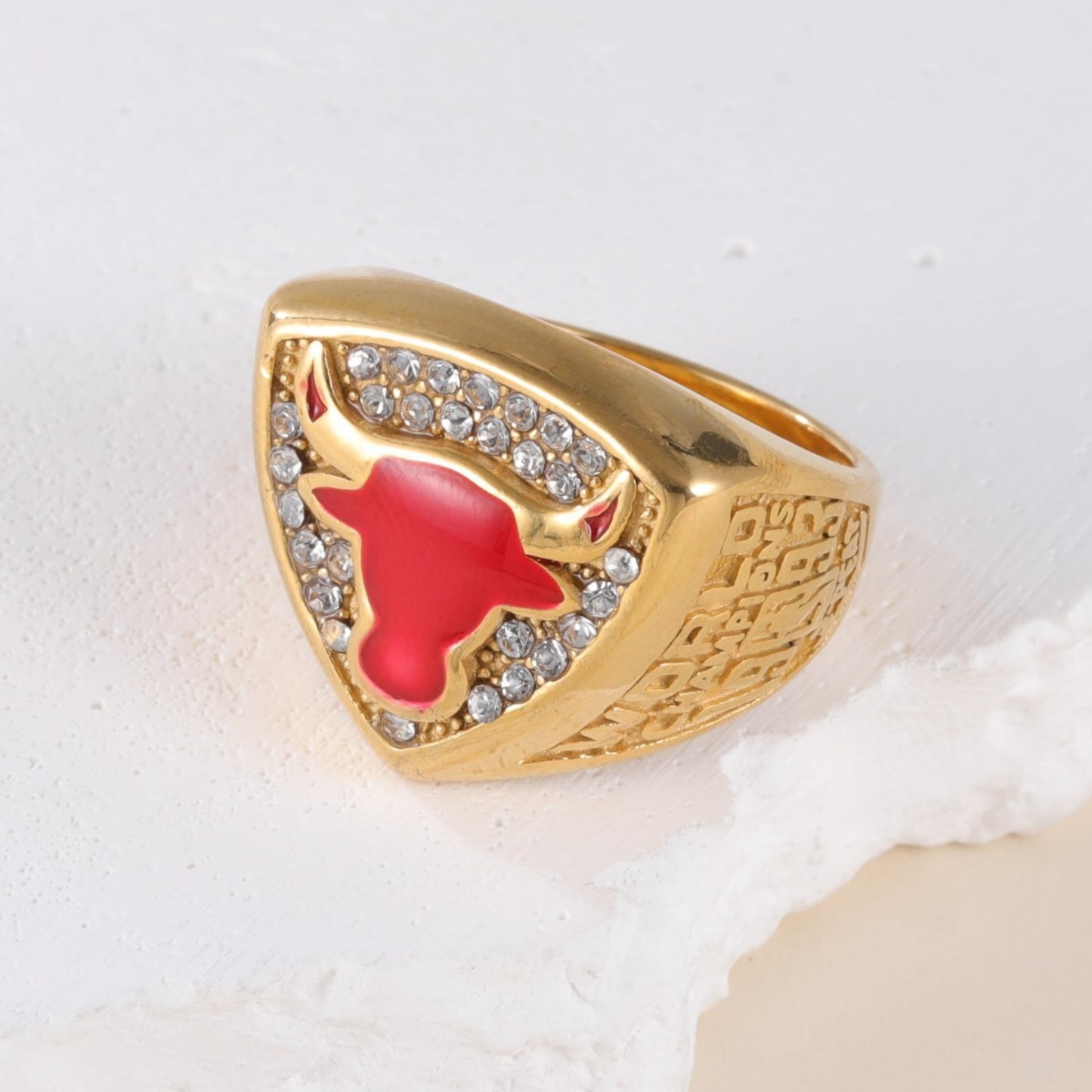 NBA Championship Ring Retro Shining Bull Head Stainless Steel Men's Ring丨K0225J-JinBaoJewerly