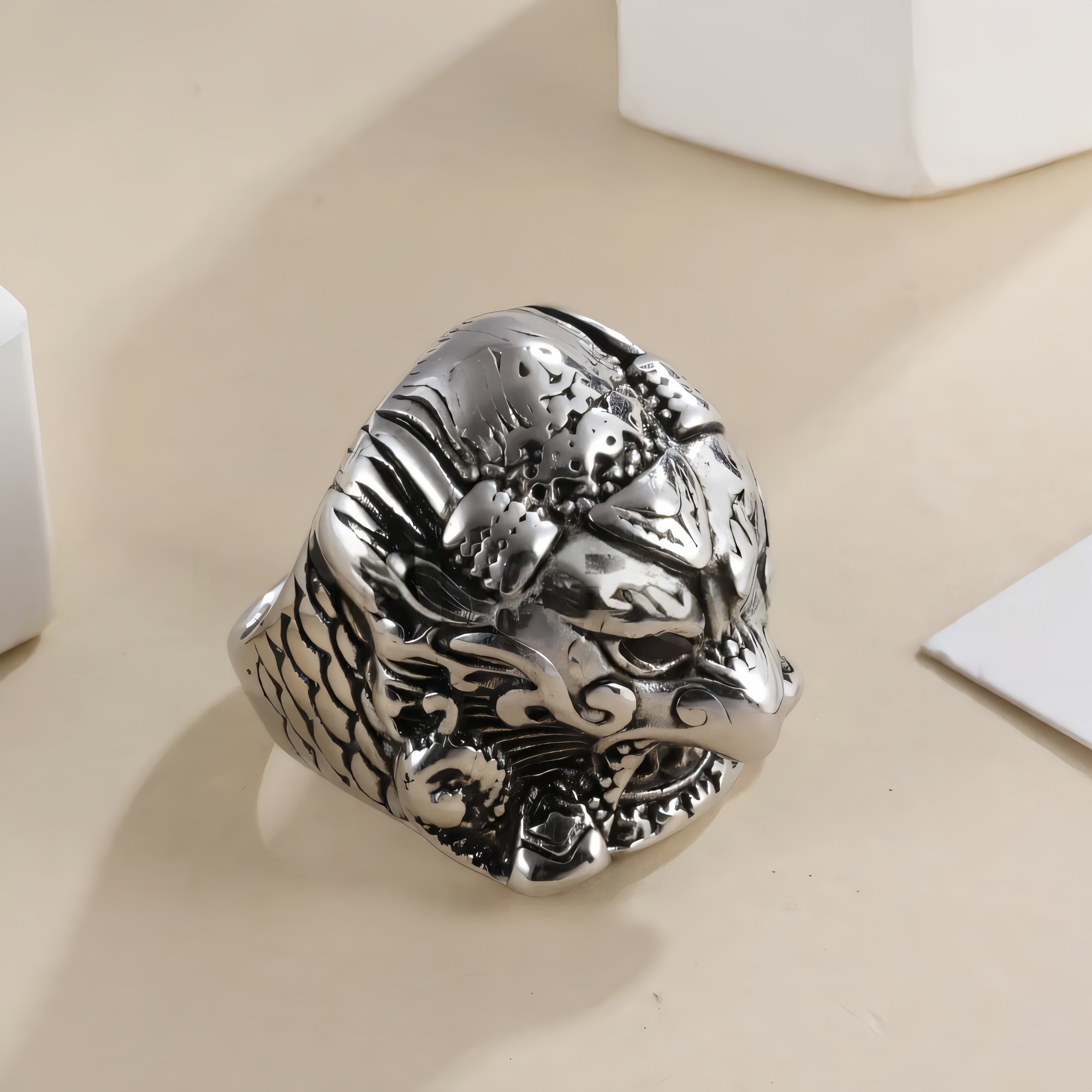 Eagle Head Stainless Steel Ring Men's Vintage Fashion Design | DZ1918-JinBaoJewerly