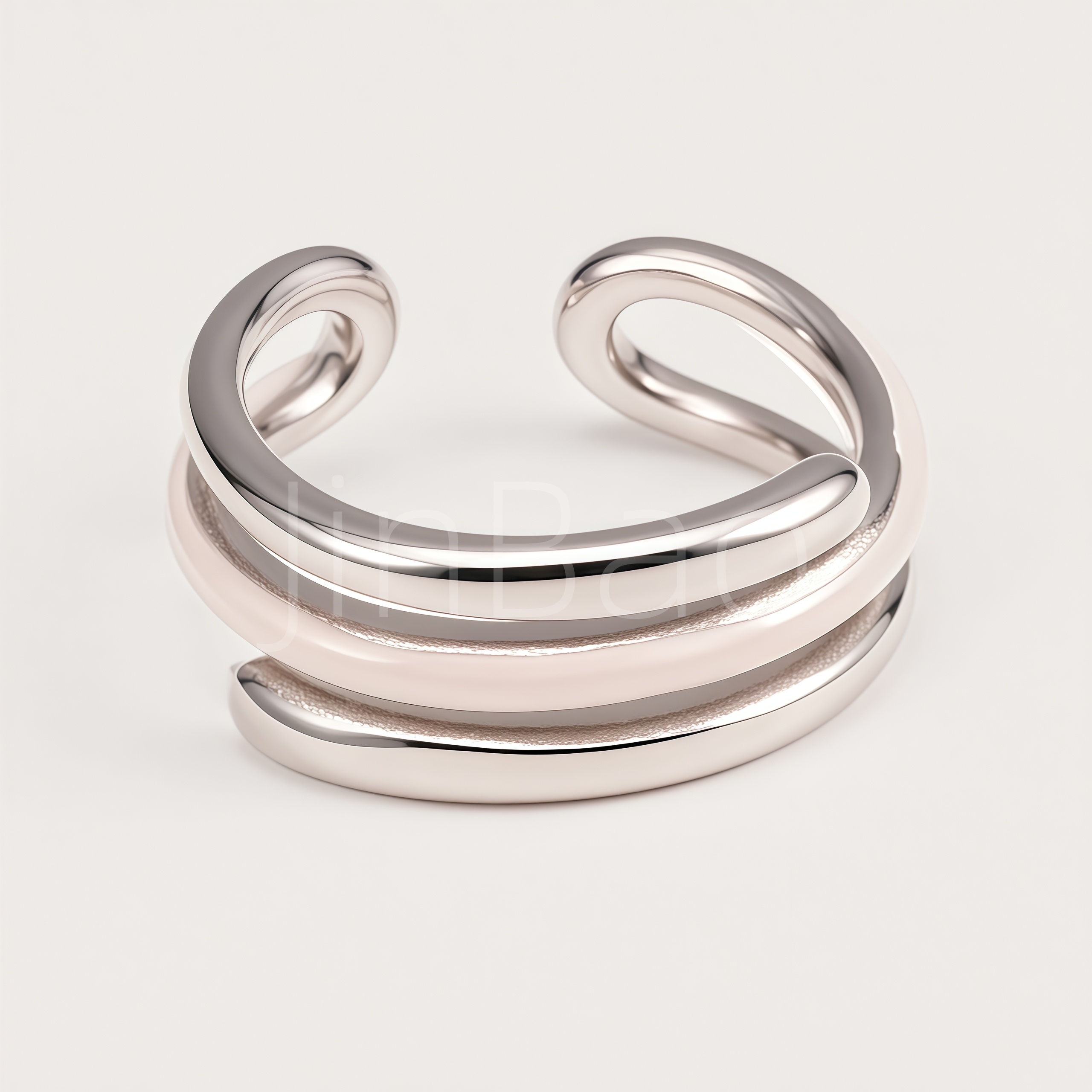 Dual Texture Triple Spiral Open Adjustable Ring | N00425