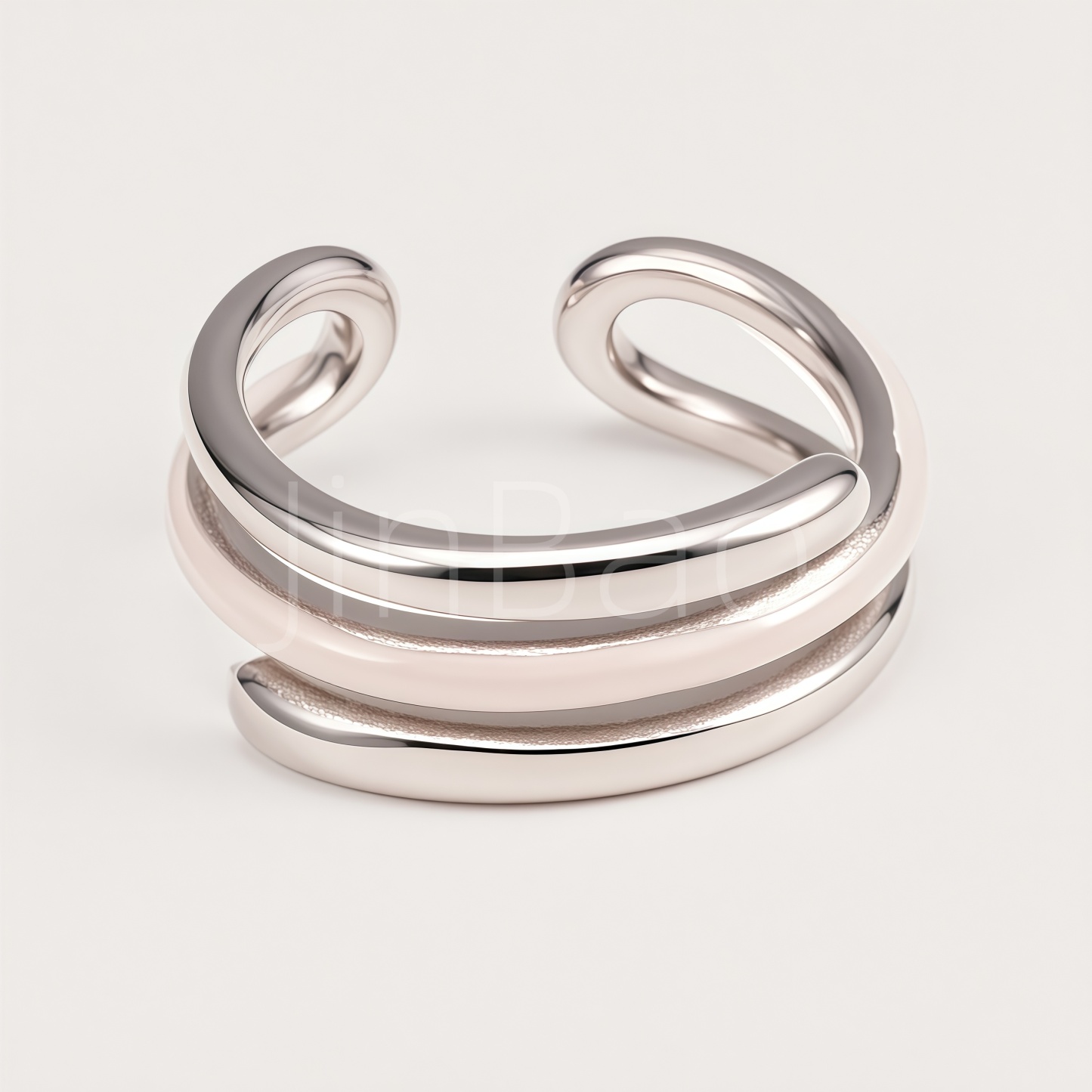 Dual Texture Triple Spiral Open Adjustable Ring | N00425