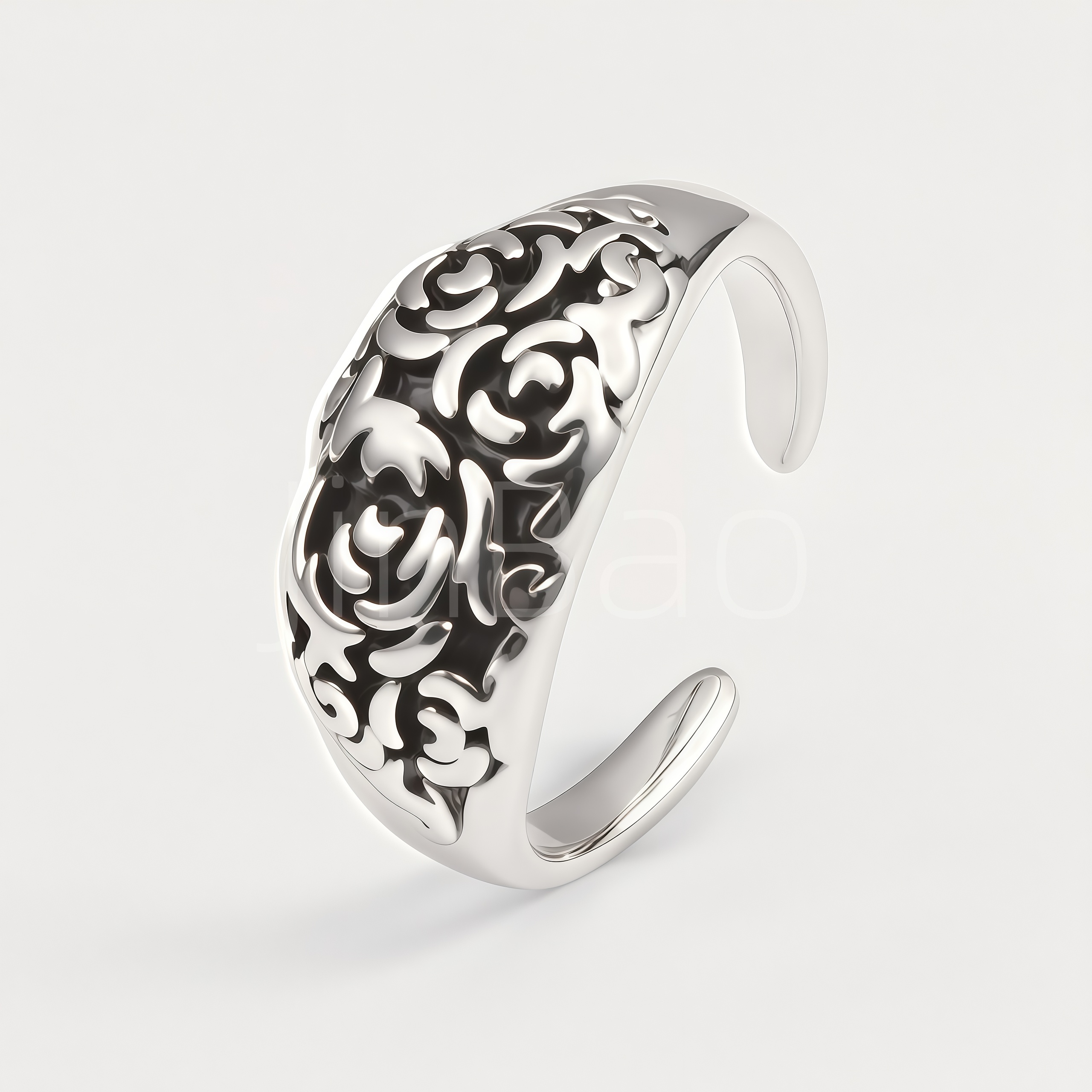 Antique Scroll Floral Carving Wide Adjustable Punk Unisex Ring | E00454
