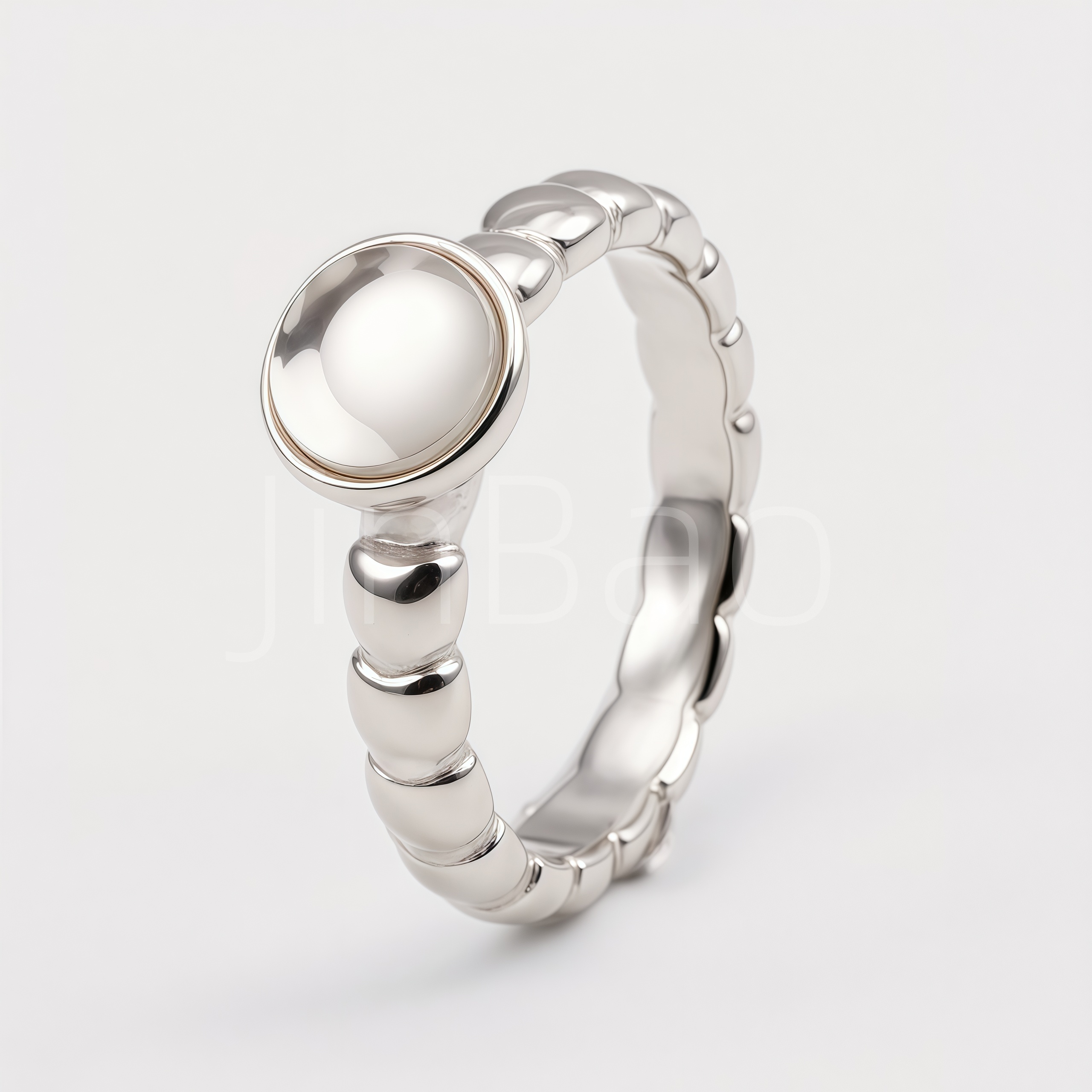 316L Stainless Steel Bezel Set Oval Gemstone Ring for Women | E0038