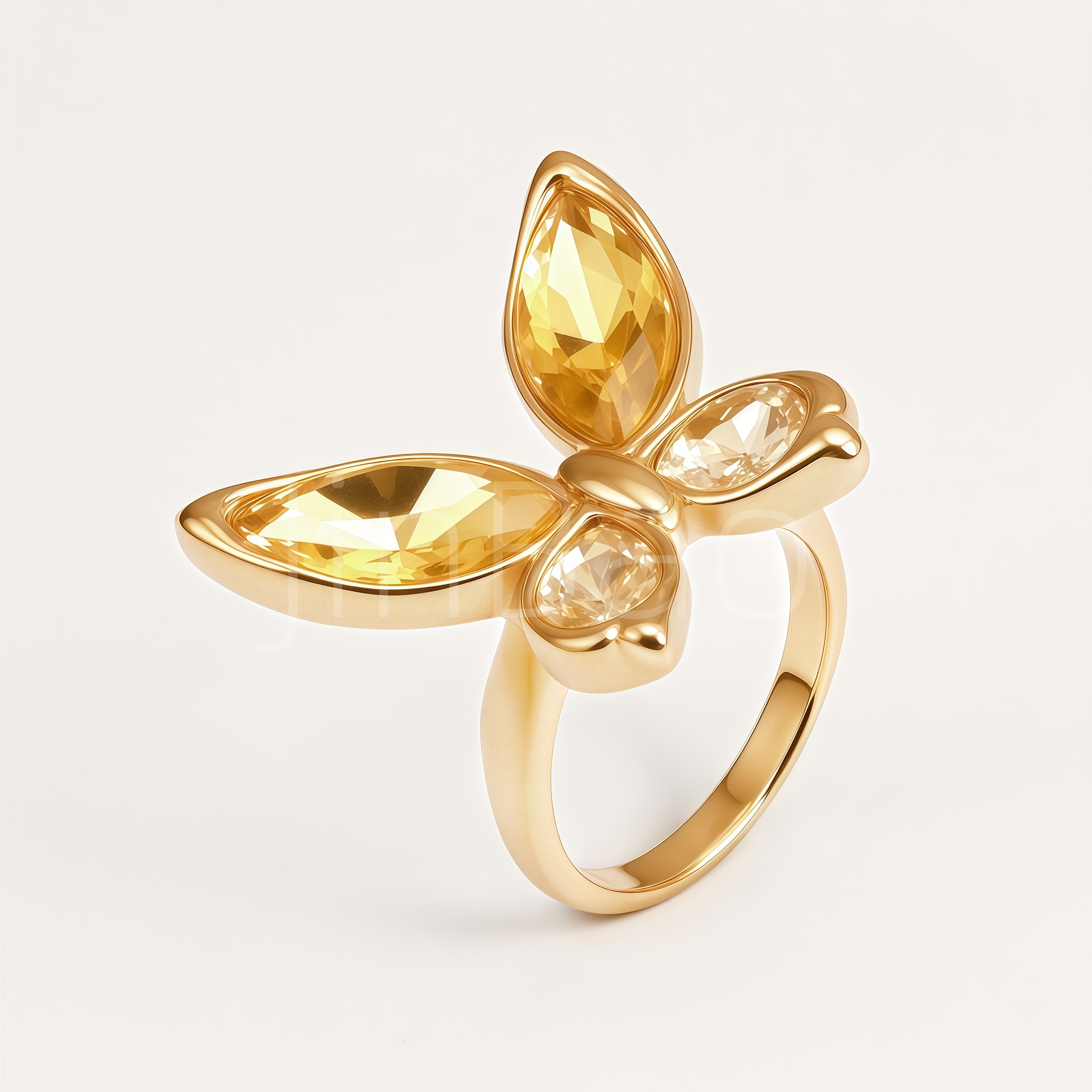 Butterfly Multi Color Pear CZ Stainless Steel Women Rings | N002803