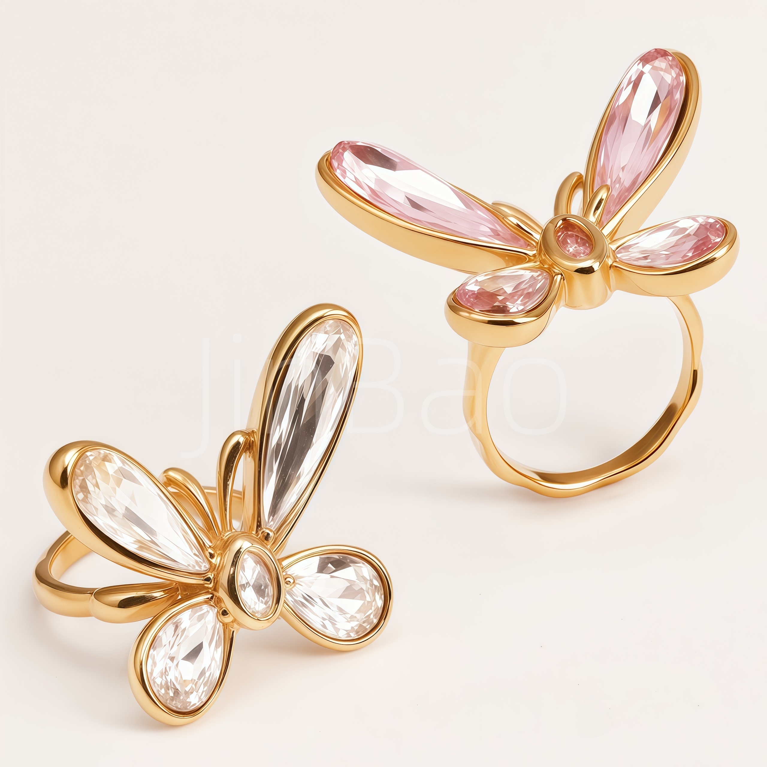 Butterfly Pear Cut CZ Stainless Steel Women Ring | N002802