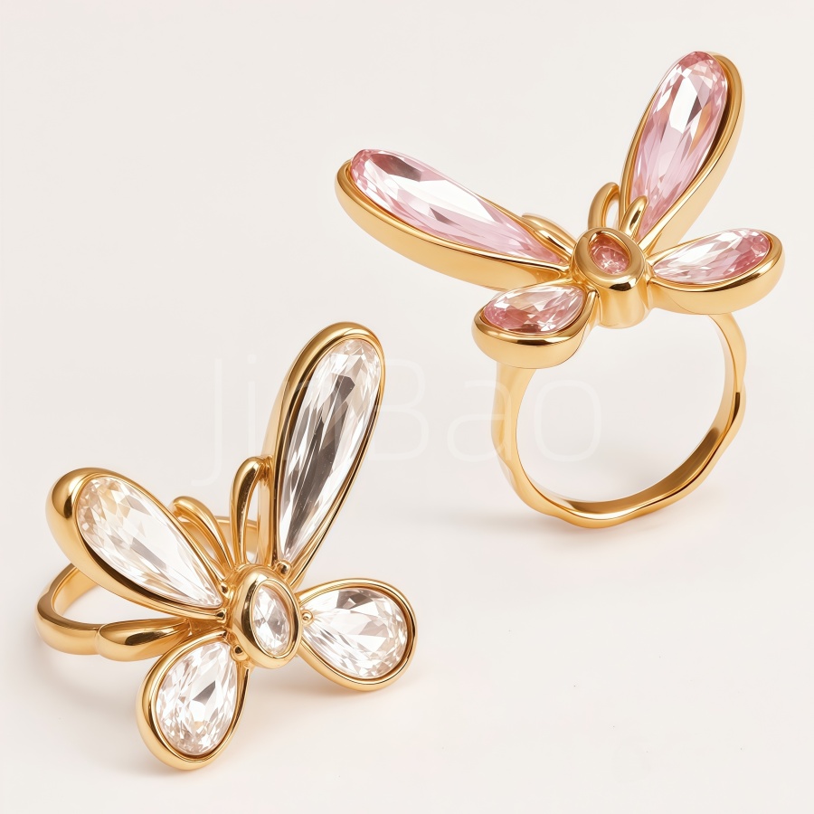 Butterfly Pear Cut CZ Stainless Steel Women Ring | N002802