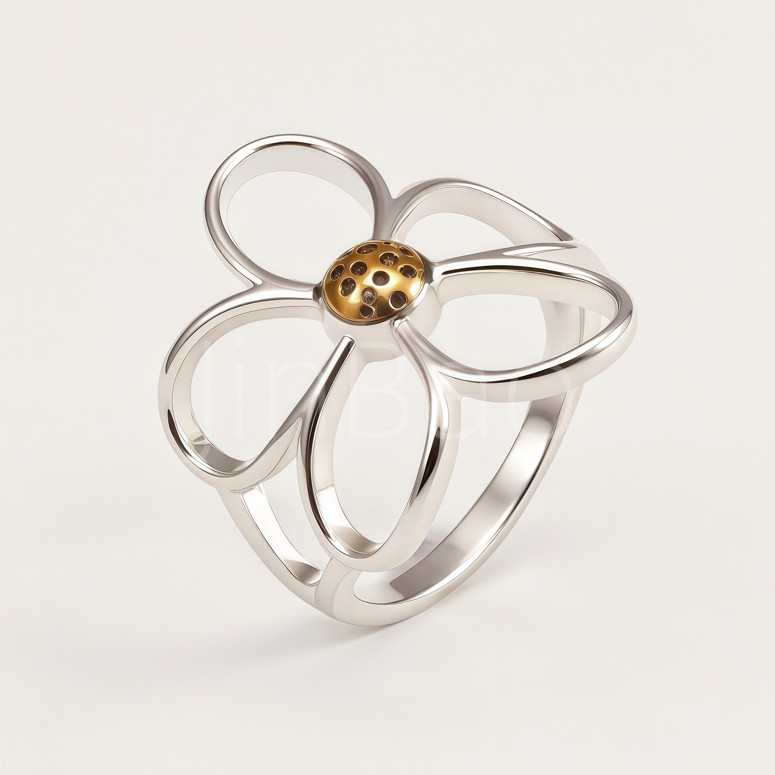 Stainless Steel Lucky Floral Statement Ring for Women | N002718