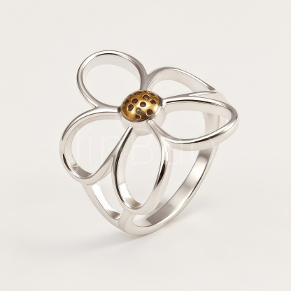 Stainless Steel Lucky Floral Statement Ring for Women | N002718