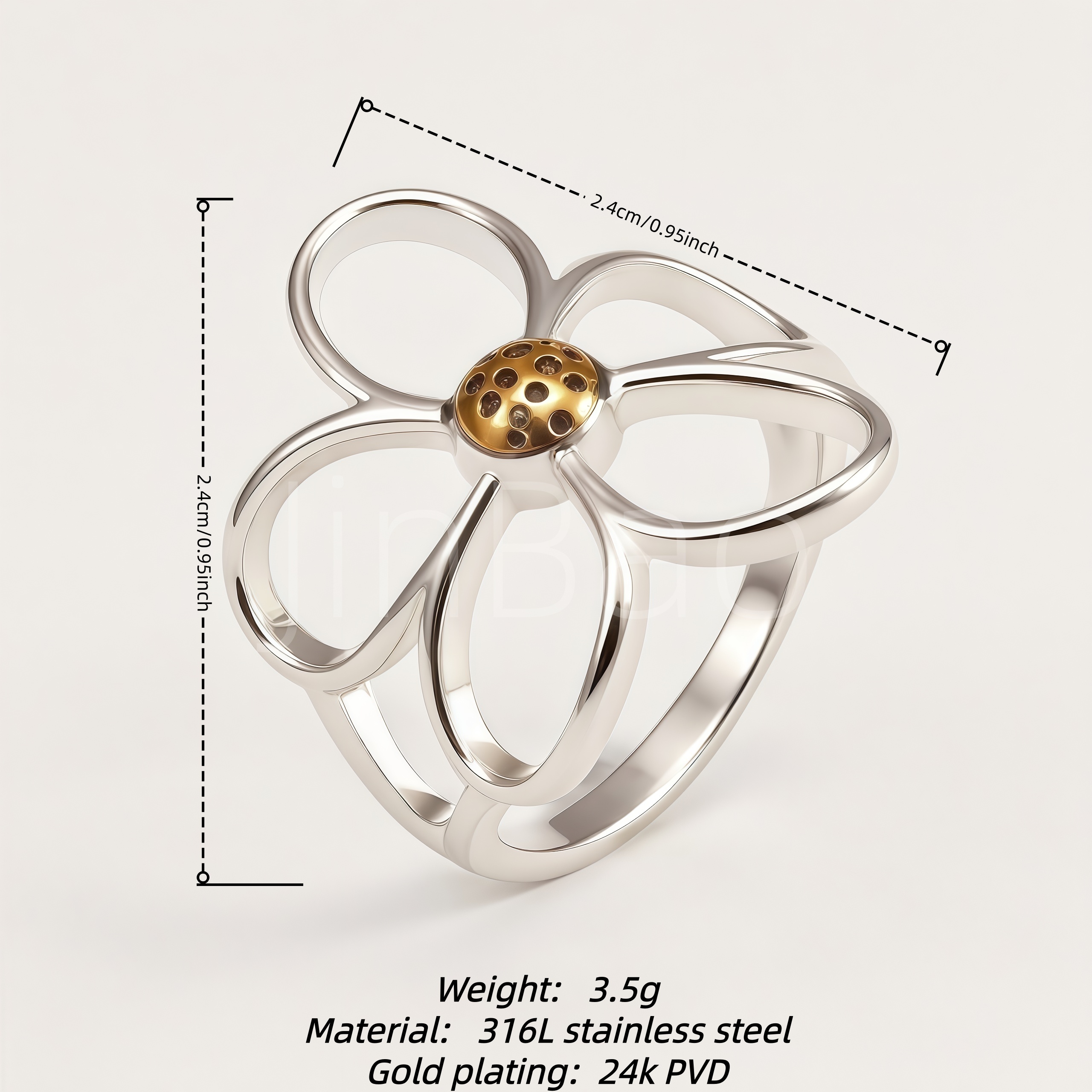 Stainless Steel Lucky Floral Statement Ring for Women | N002718