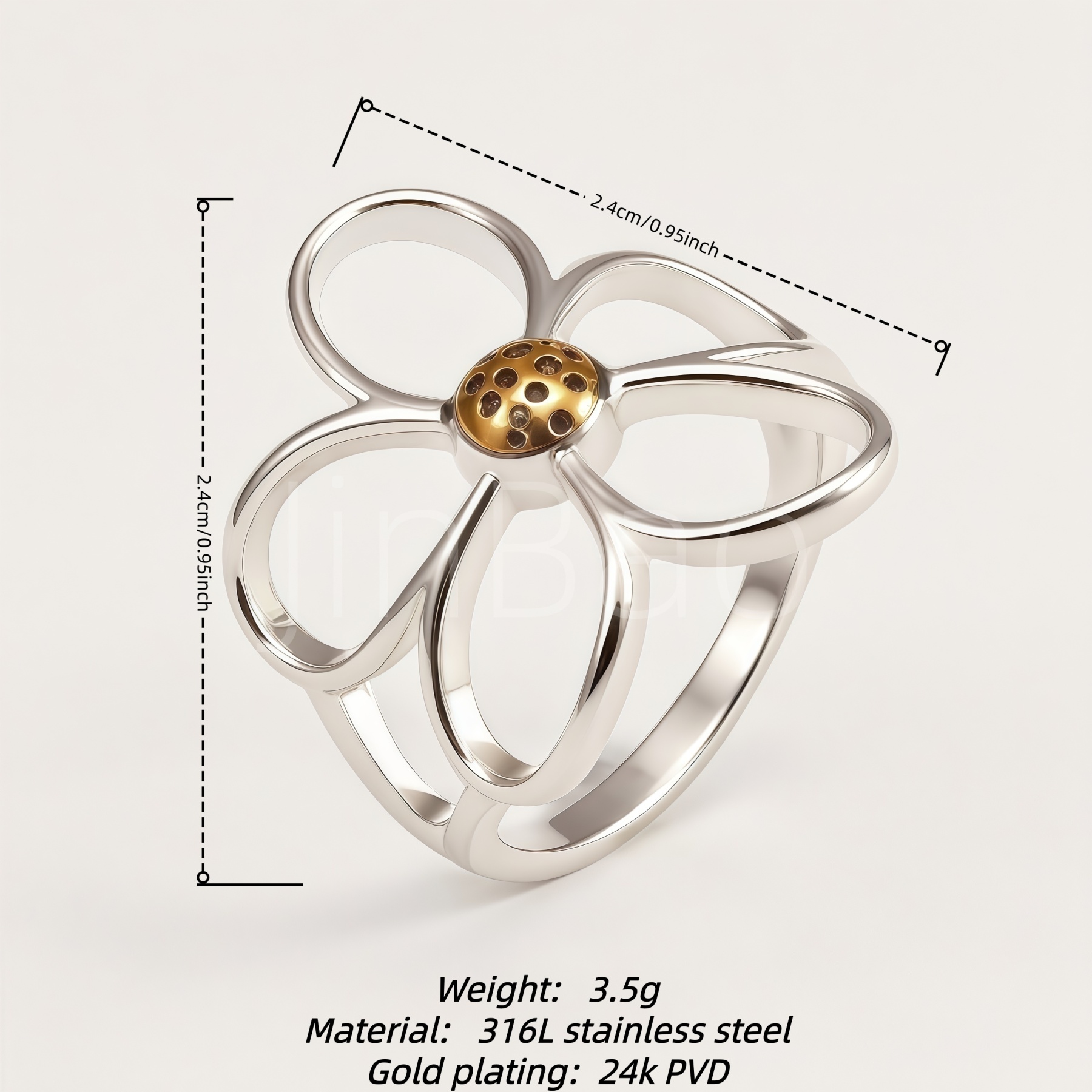 Stainless Steel Lucky Floral Statement Ring for Women | N002718