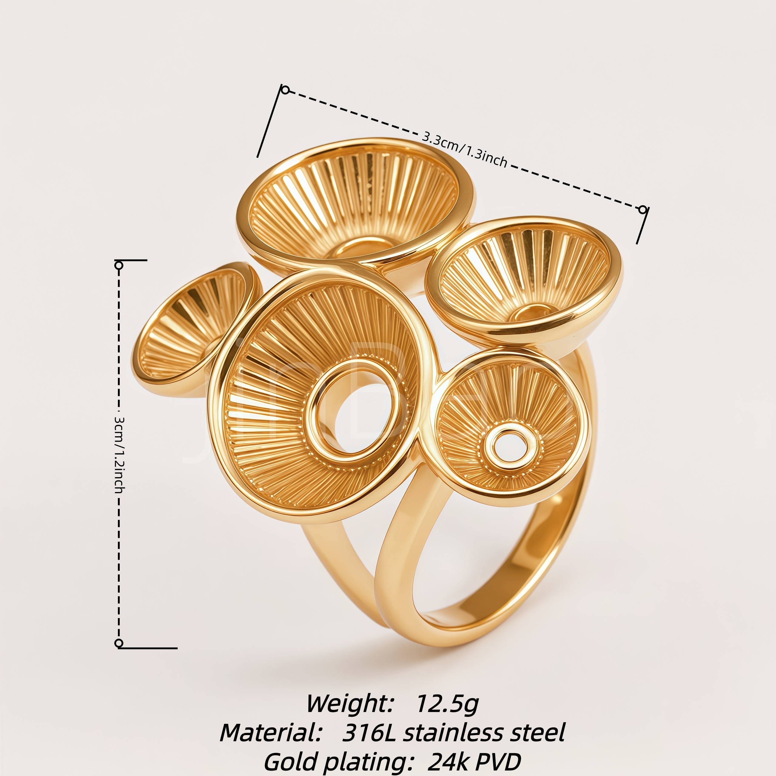 Multi‑Layer Hollow Radial Disc Floral Women's Ring | E00510