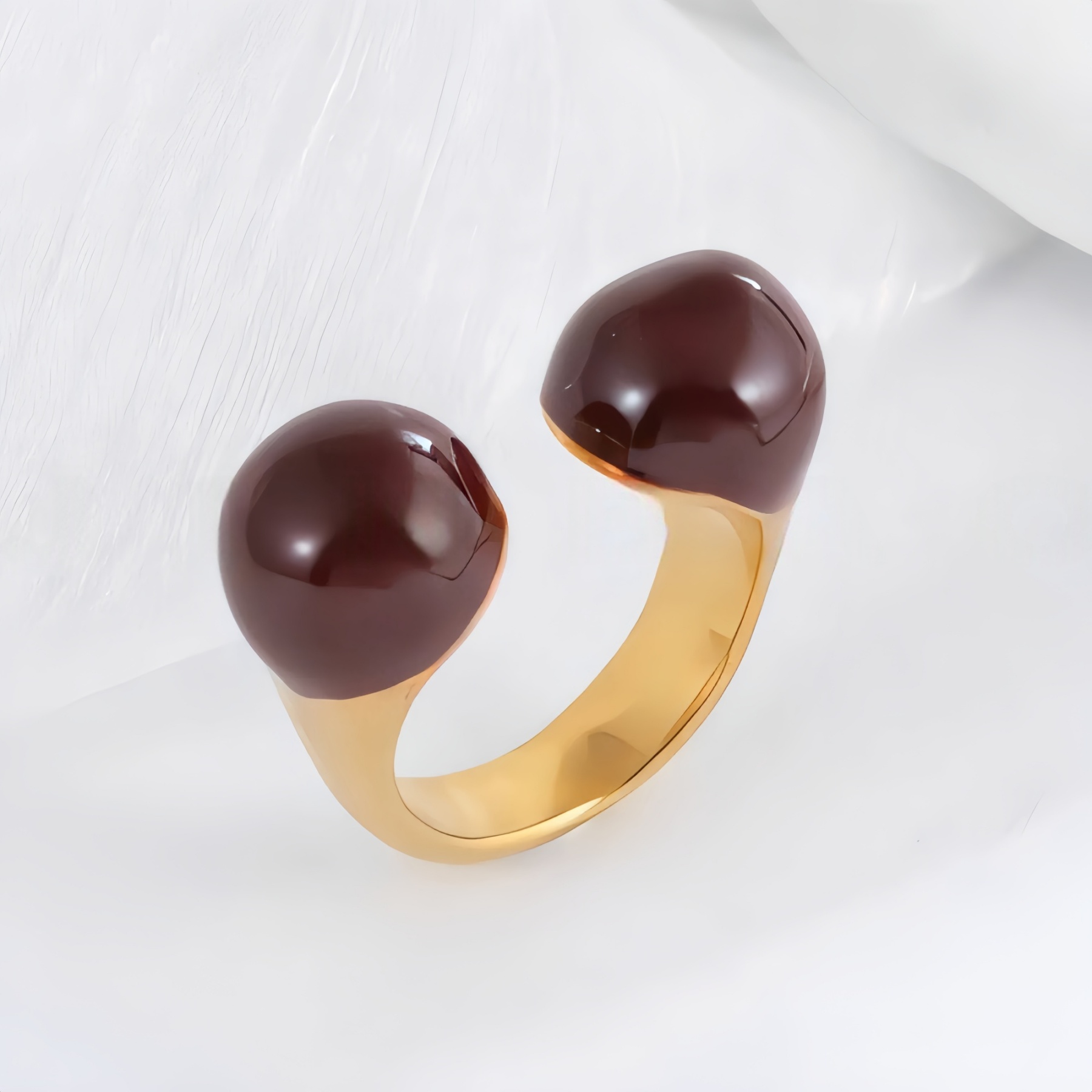 Elegant Double Bead Stainless Steel Ring Women's Ring | G004330-JinBaoJewerly