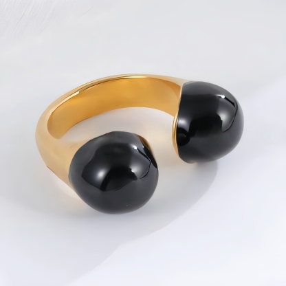 Elegant Double Bead Stainless Steel Ring Women's Ring | G004330-JinBaoJewerly