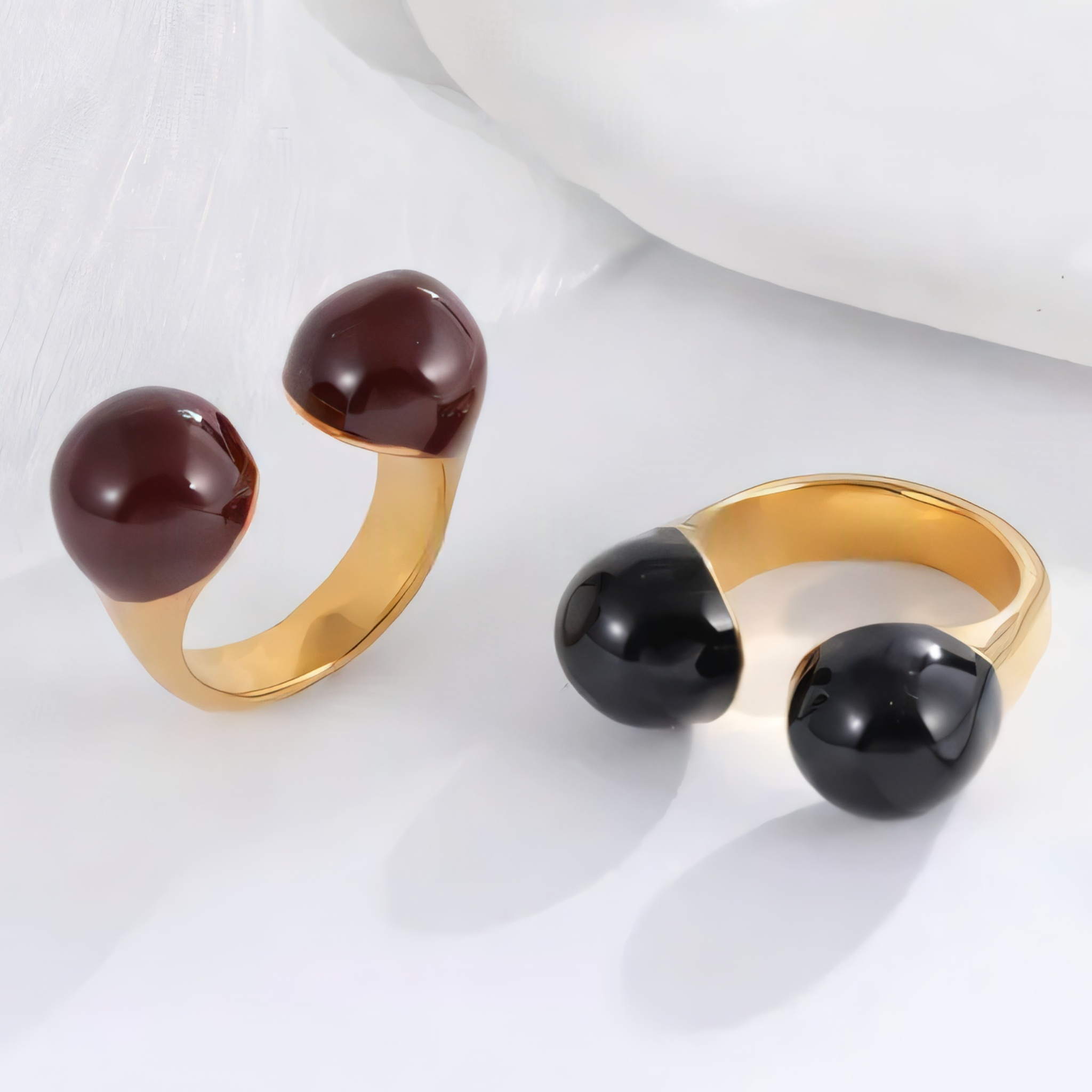 Elegant Double Bead Stainless Steel Ring Women's Ring | G004330-JinBaoJewerly