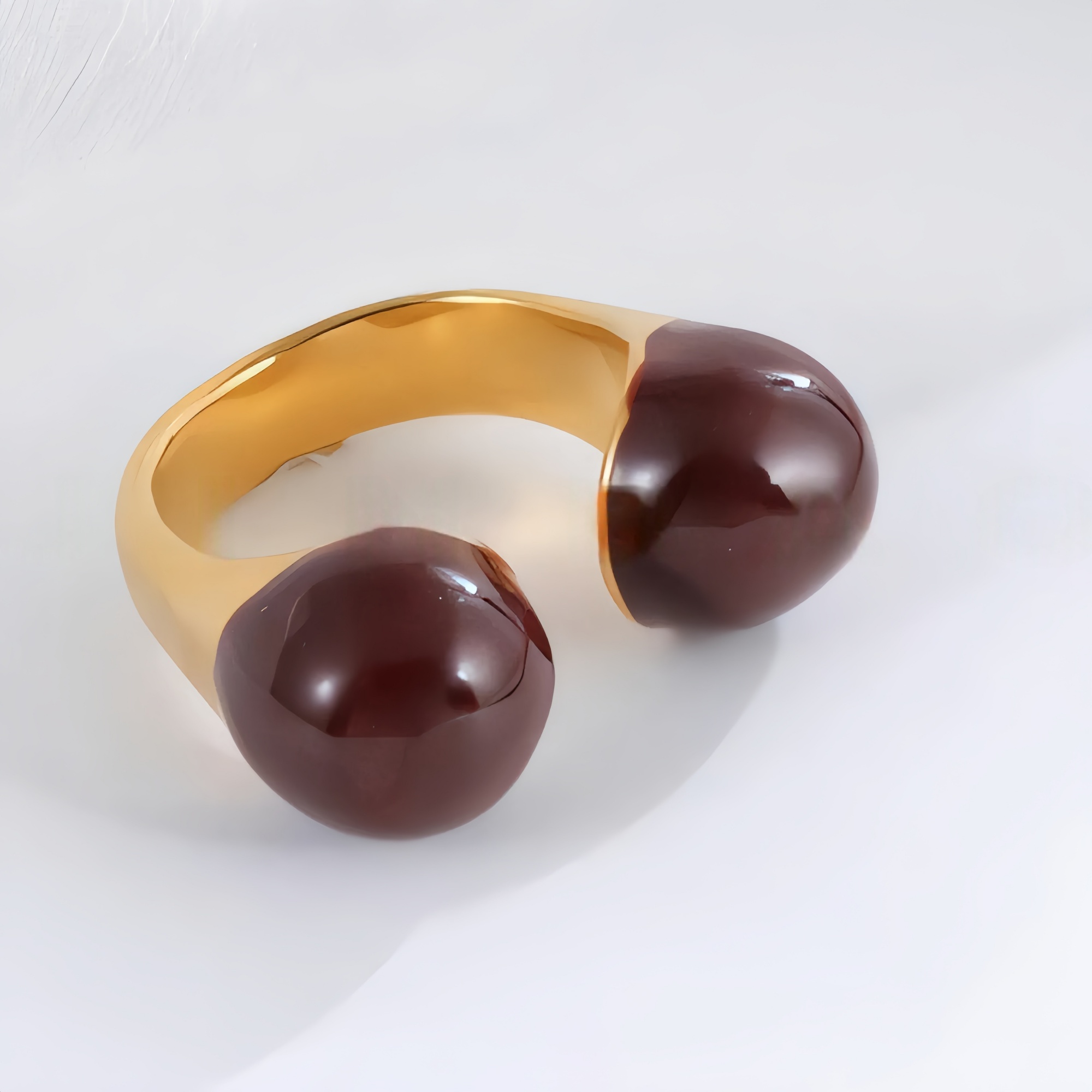 Elegant Double Bead Stainless Steel Ring Women's Ring | G004330-JinBaoJewerly