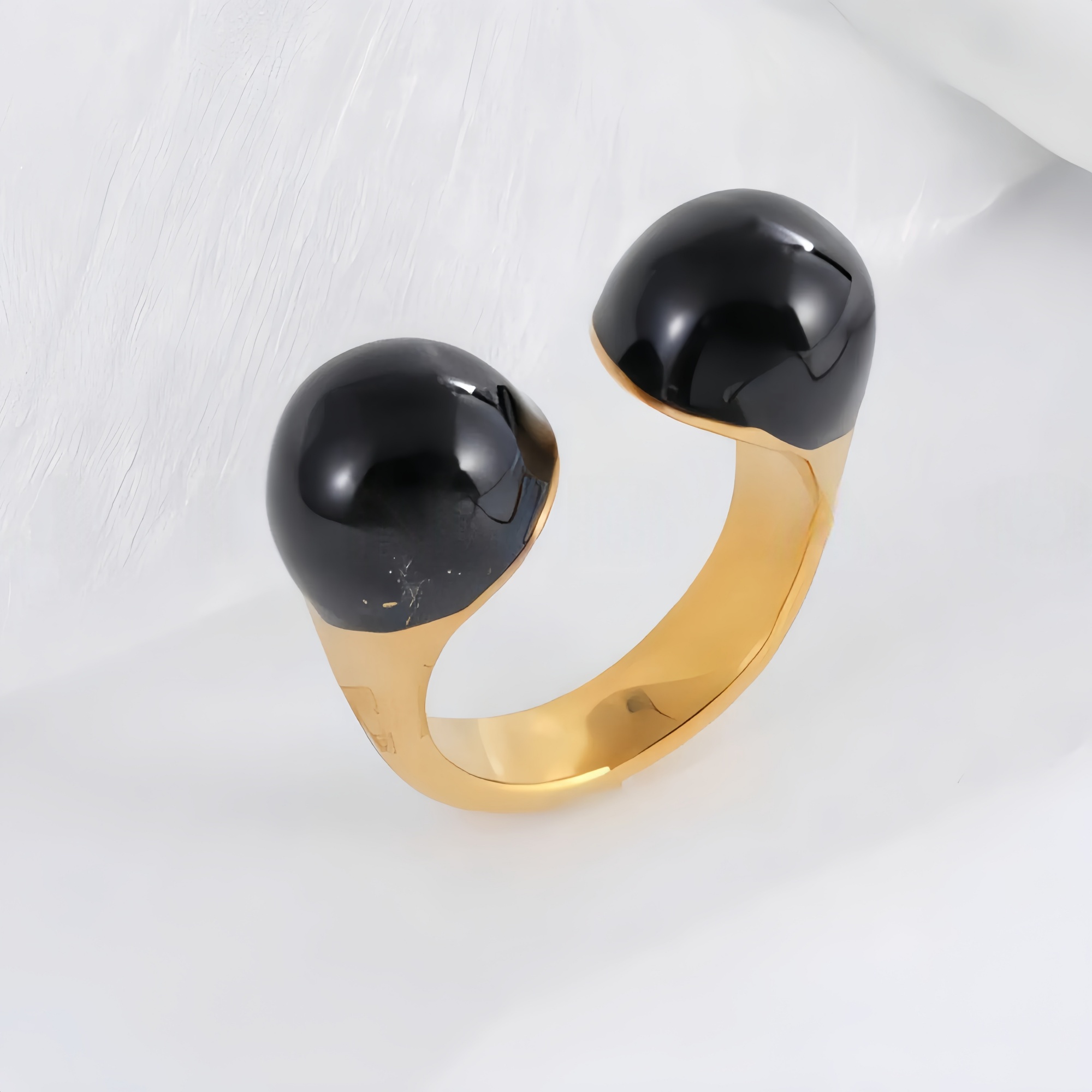 Elegant Double Bead Stainless Steel Ring Women's Ring | G004330-JinBaoJewerly