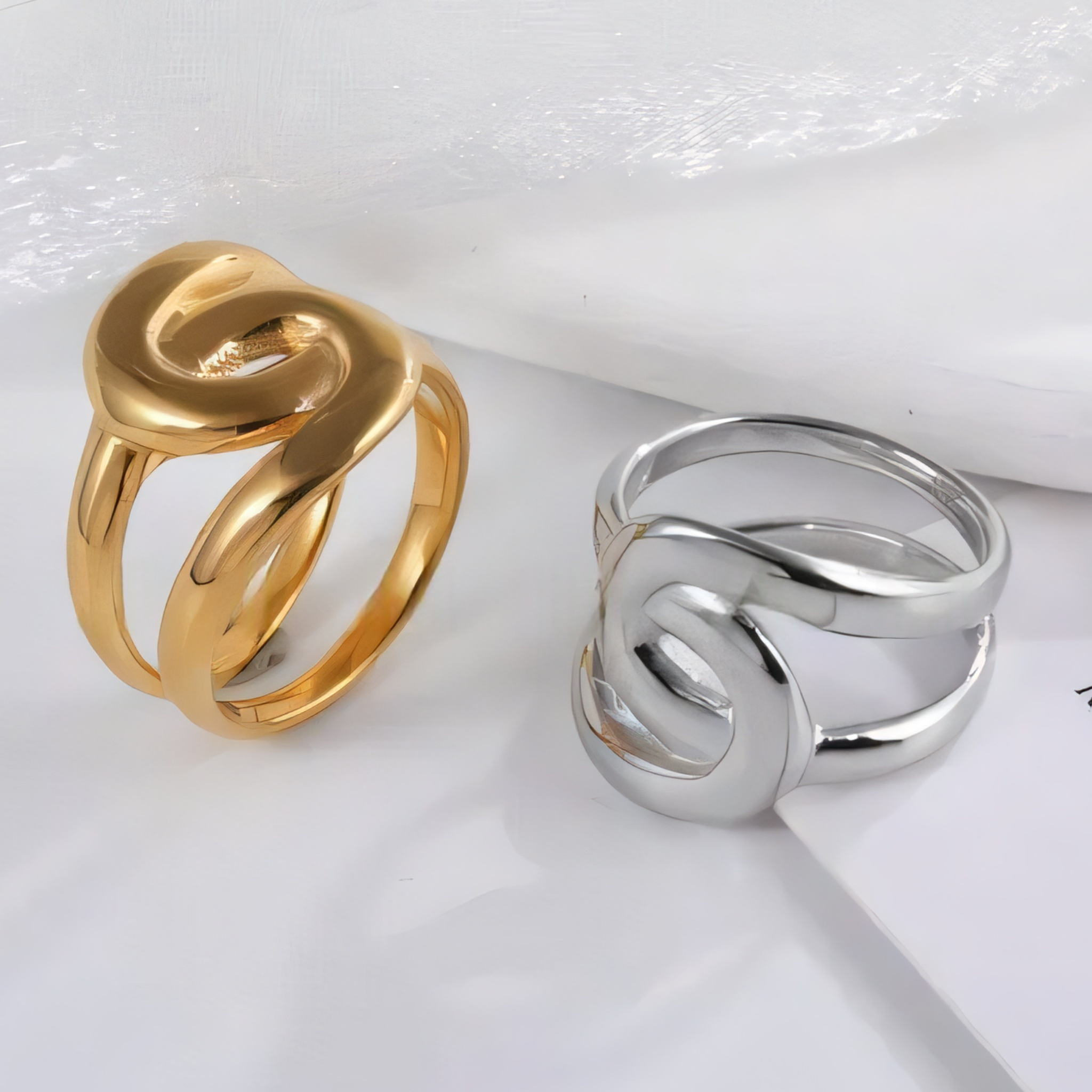 Elegant Intertwined Double Ring for Women | N00652-JinBaoJewerly