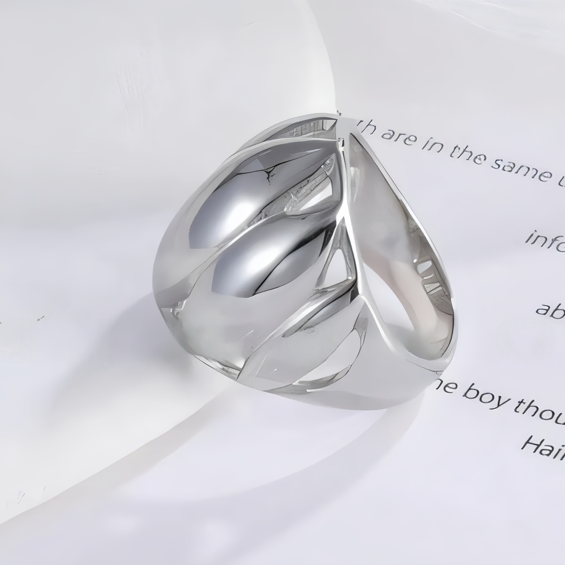 Elegant Lotus Petal Stainless Steel Ring Women's Ring | ML041-JinBaoJewerly