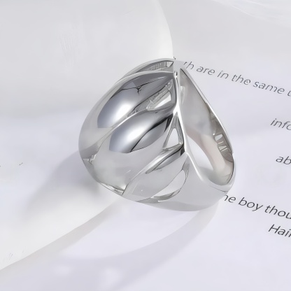 Elegant Lotus Petal Stainless Steel Ring Women's Ring | ML041-JinBaoJewerly