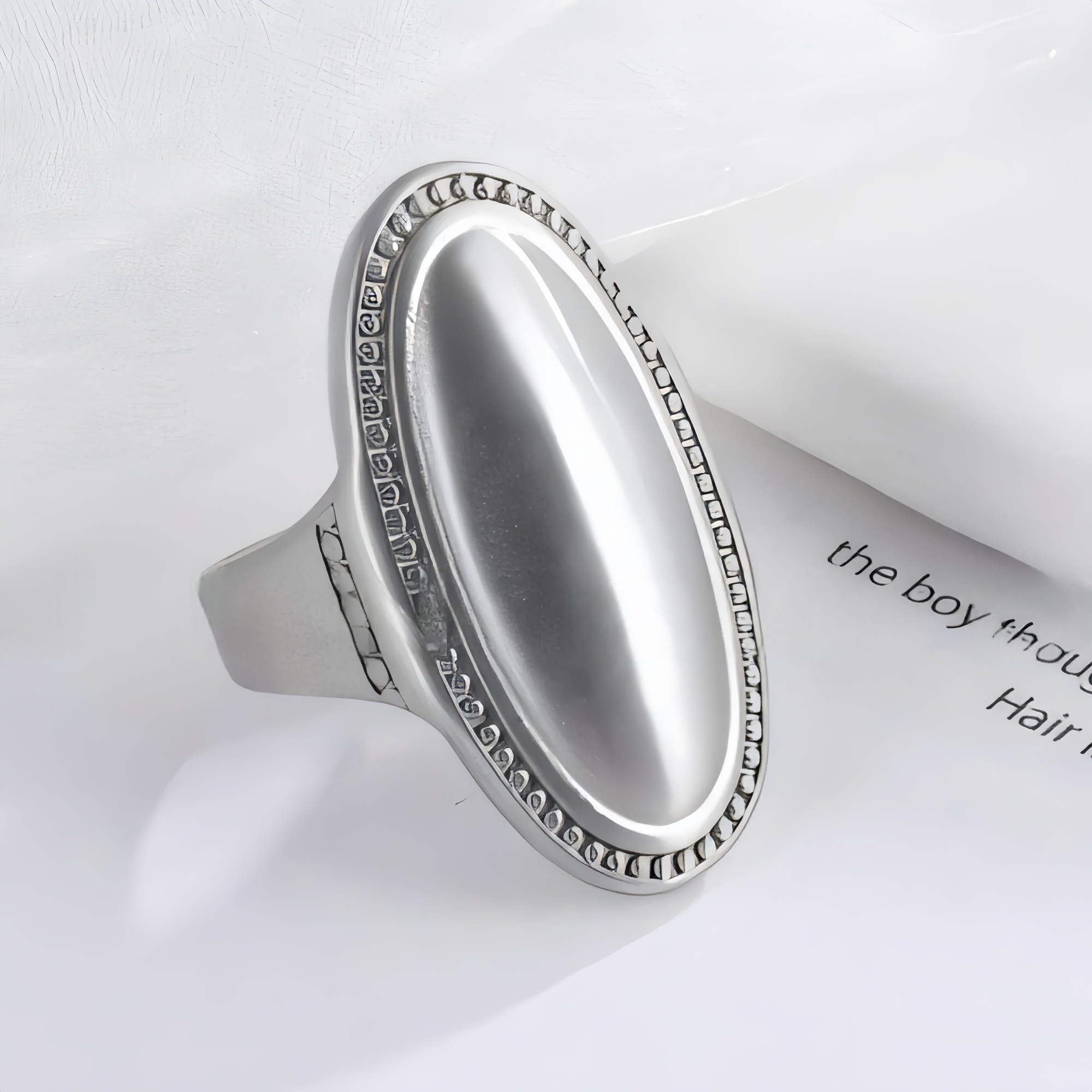 Elegant Oval Ring Women's Two-Tone Gold & Silver Stainless Steel Ring | G003417-JinBaoJewerly