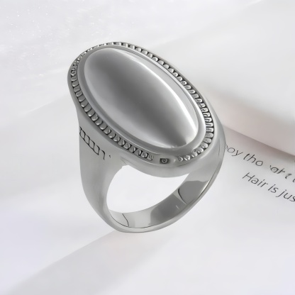 Elegant Oval Ring Women's Two-Tone Gold & Silver Stainless Steel Ring | G003417-JinBaoJewerly