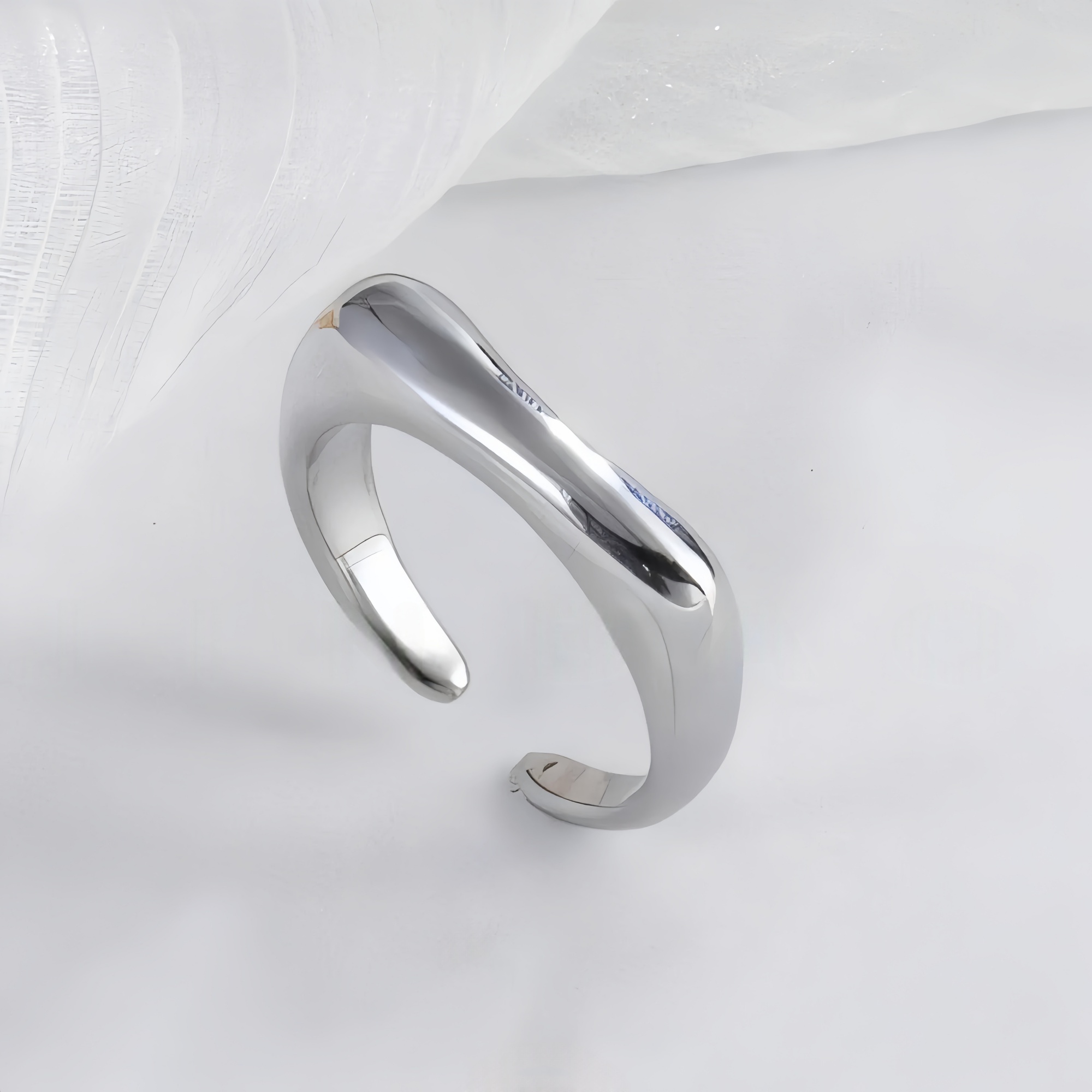Elegant Simple Stainless Steel Curved Ring Women's Ring | G004076-JinBaoJewerly
