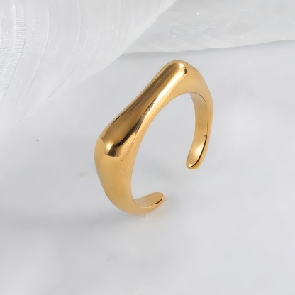 Elegant Simple Stainless Steel Curved Ring Women's Ring | G004076-JinBaoJewerly