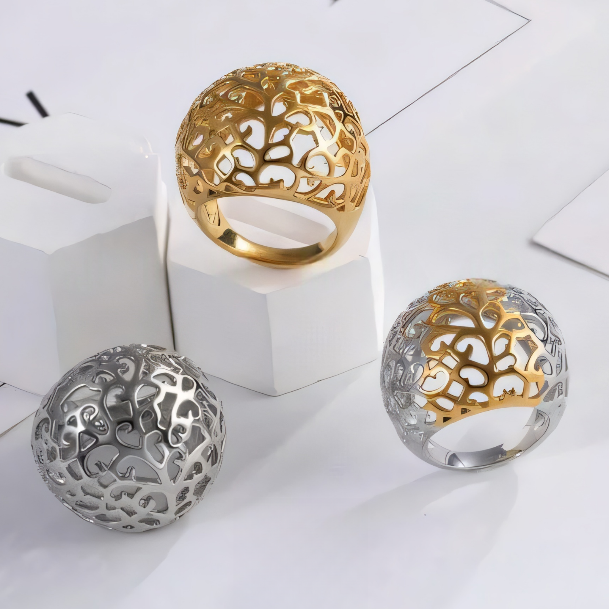 Exquisite Hollow Design Stainless Steel Ring Modern Elegant Style Women Ring | ML038-JinBaoJewerly