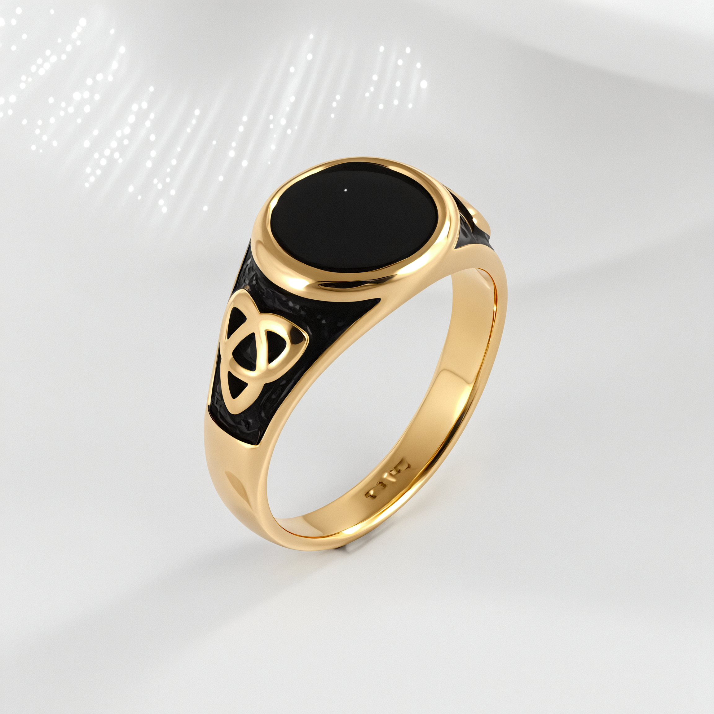 【无库存】Black Round Inlaid Retro Personalized Stainless Steel Men's Ring | K002933-JinBaoJewerly