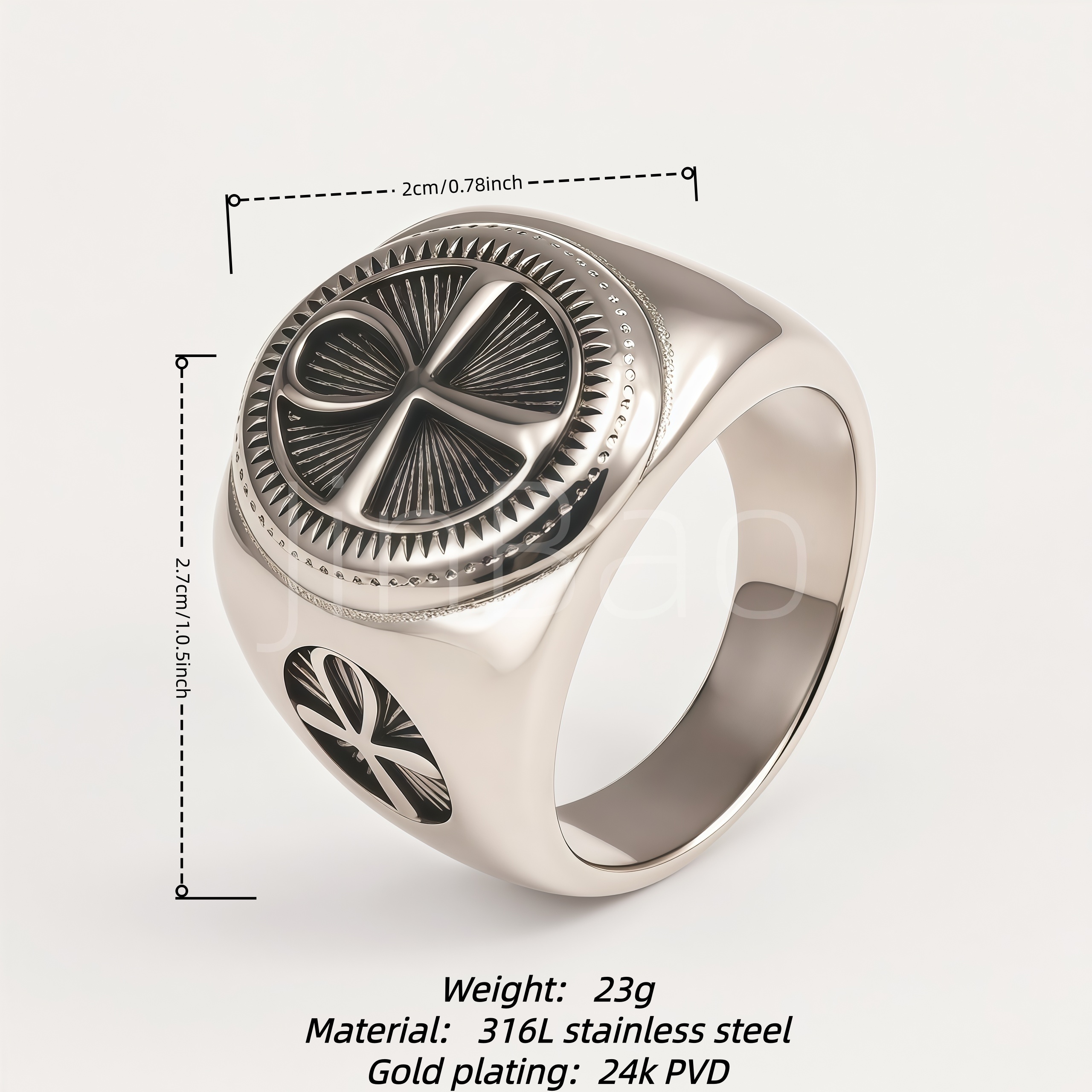 Vintage Egyptian Ankh Life Symbol Stainless Steel Men Ring | D0496