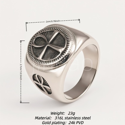 Vintage Egyptian Ankh Life Symbol Stainless Steel Men Ring | D0496