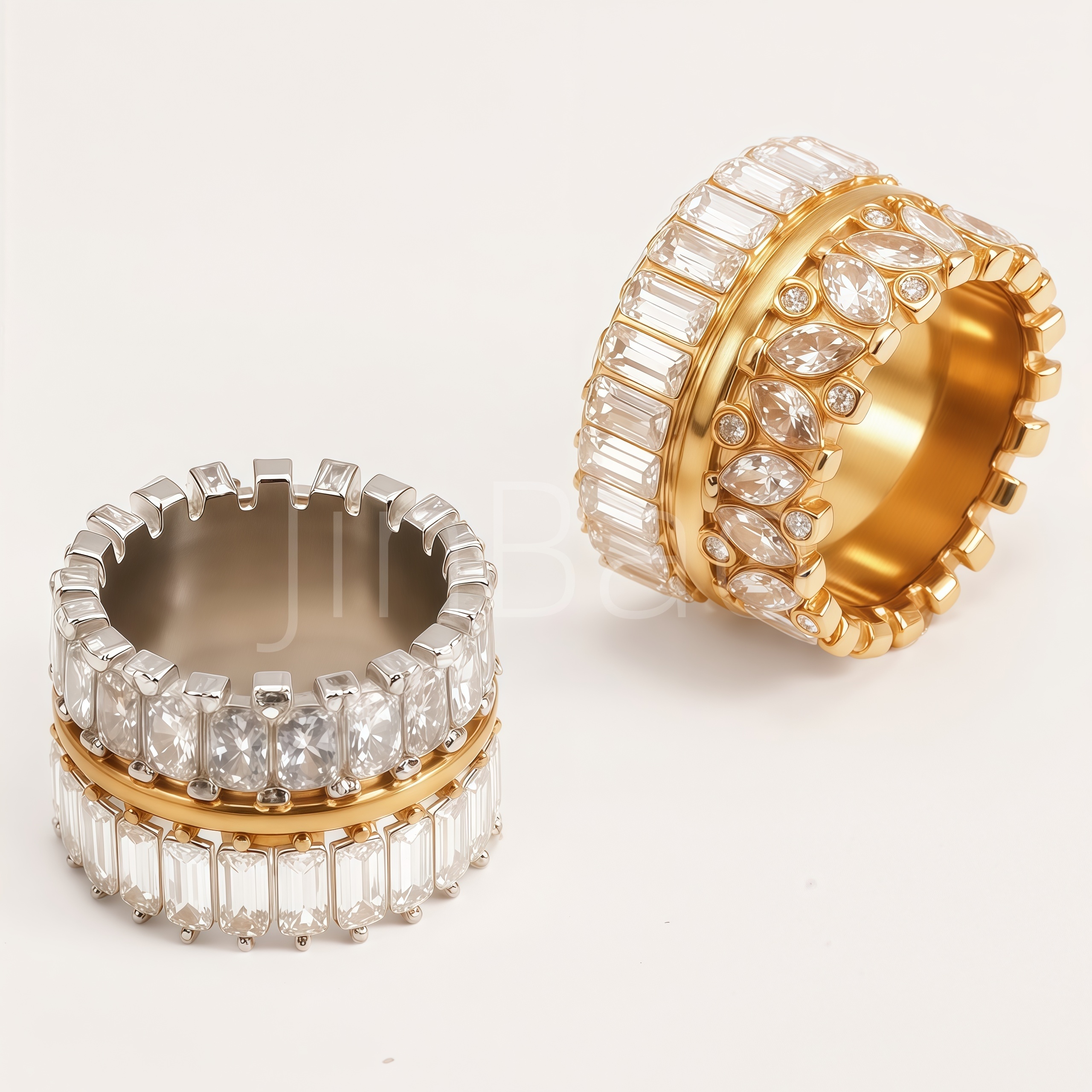 High-End Dual-Style Emerald-Cut Clear CZ Women Ring | G006098