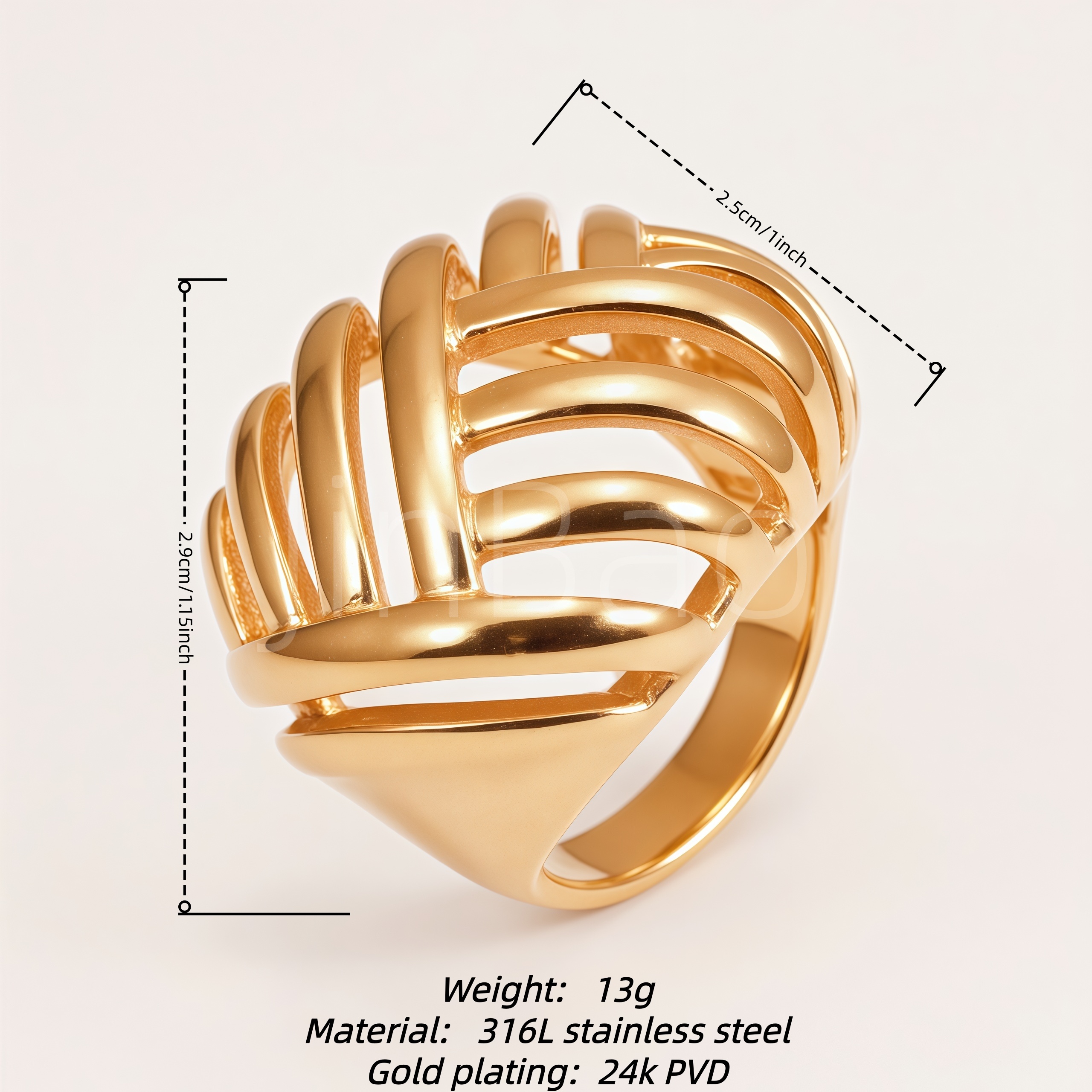 Architectural Cage Woven Curved Women Ring | E00577