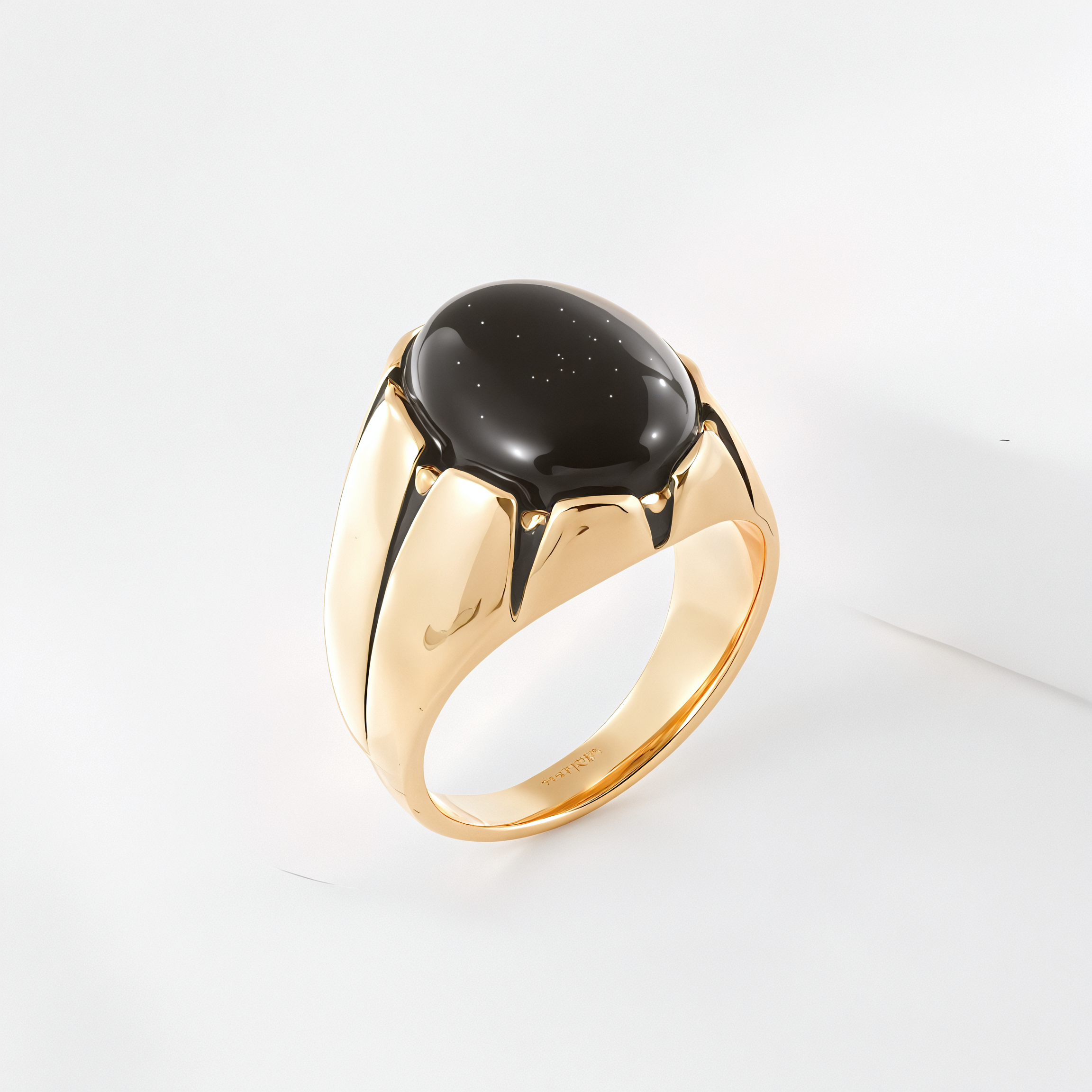 Classic Black Gemstone Design Ring Men's Stainless Steel Ring | K00905-JinBaoJewerly