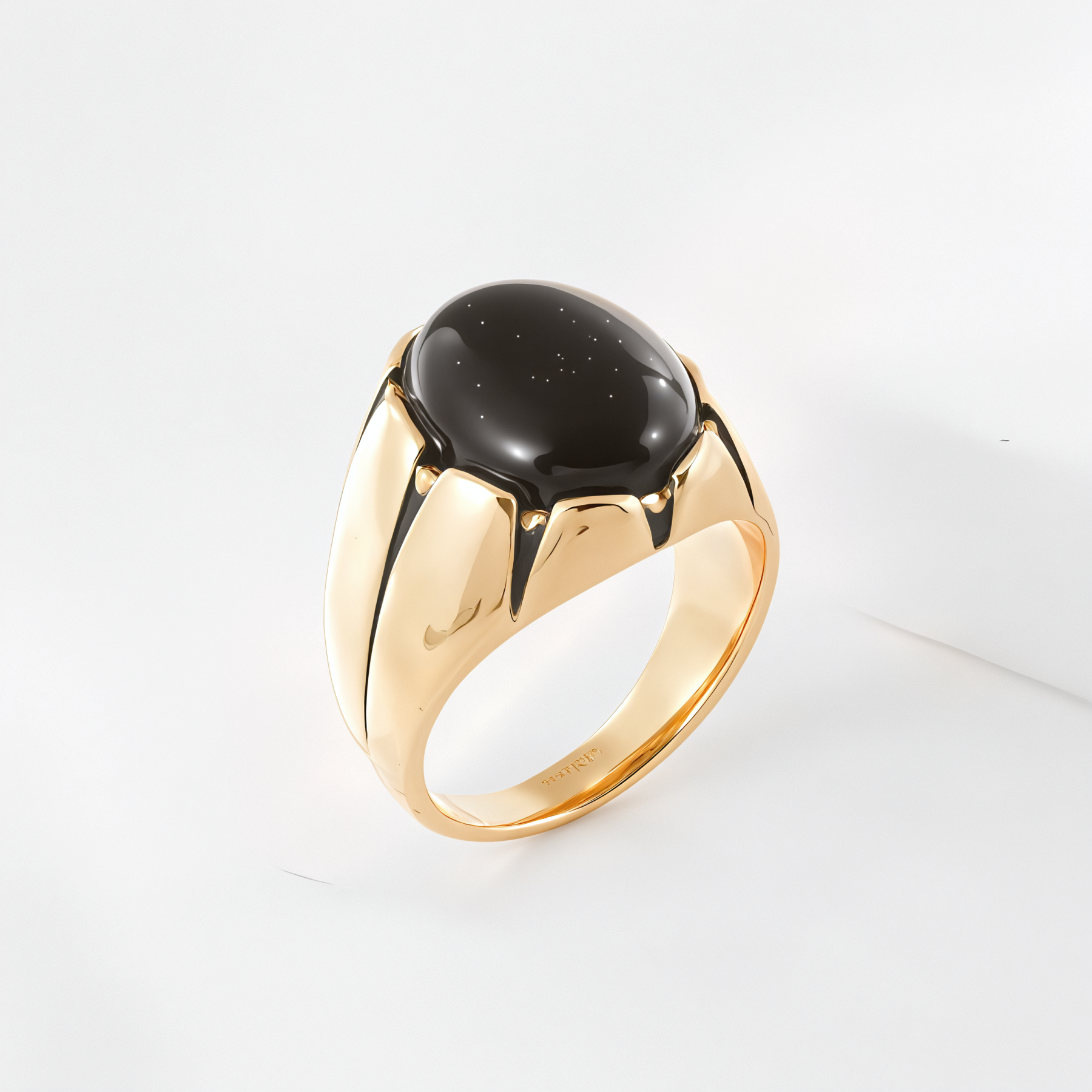 Classic Black Gemstone Design Ring Men's Stainless Steel Ring | K00905-JinBaoJewerly