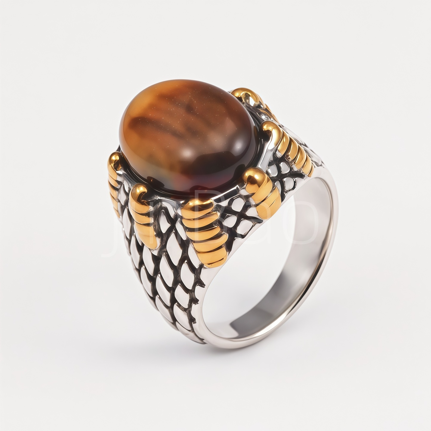 Vintage Two‑Tone Simulated Tiger‑Eye Men Signet Ring Set