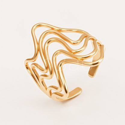 Chunky Abstract Wave Twisted Geometric Women Ring