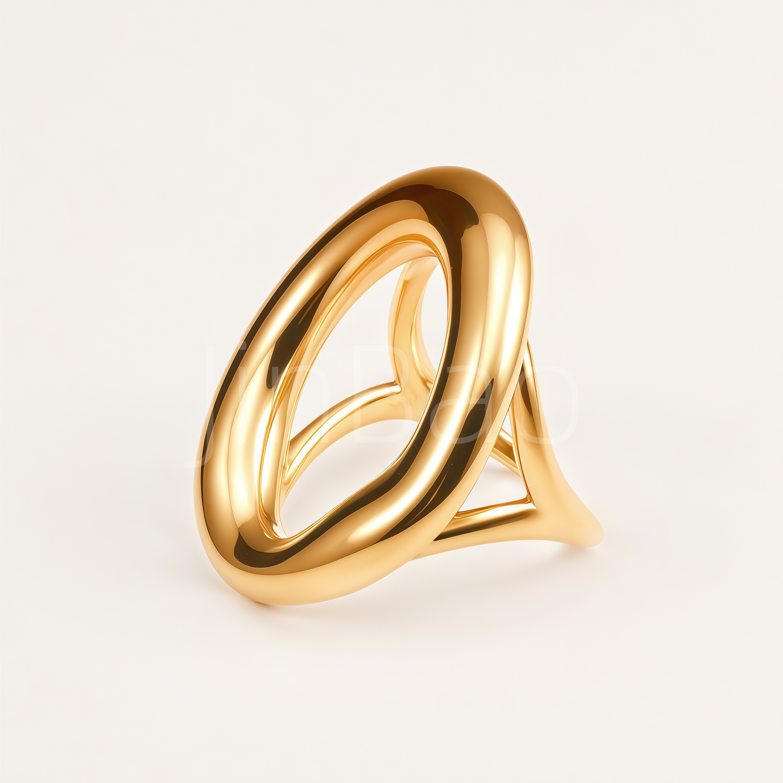 Smooth Polished Fluid Geometric Open Stainless Steel Women Ring | E00486