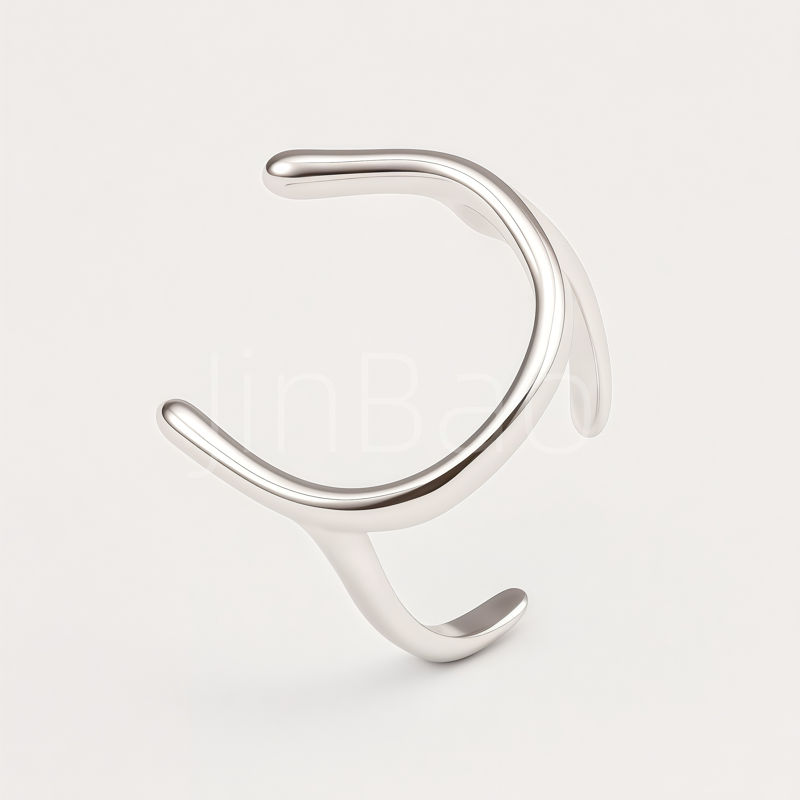 Minimalist Abstract Hook Geometric Open Cuff Ring for Women | E00491