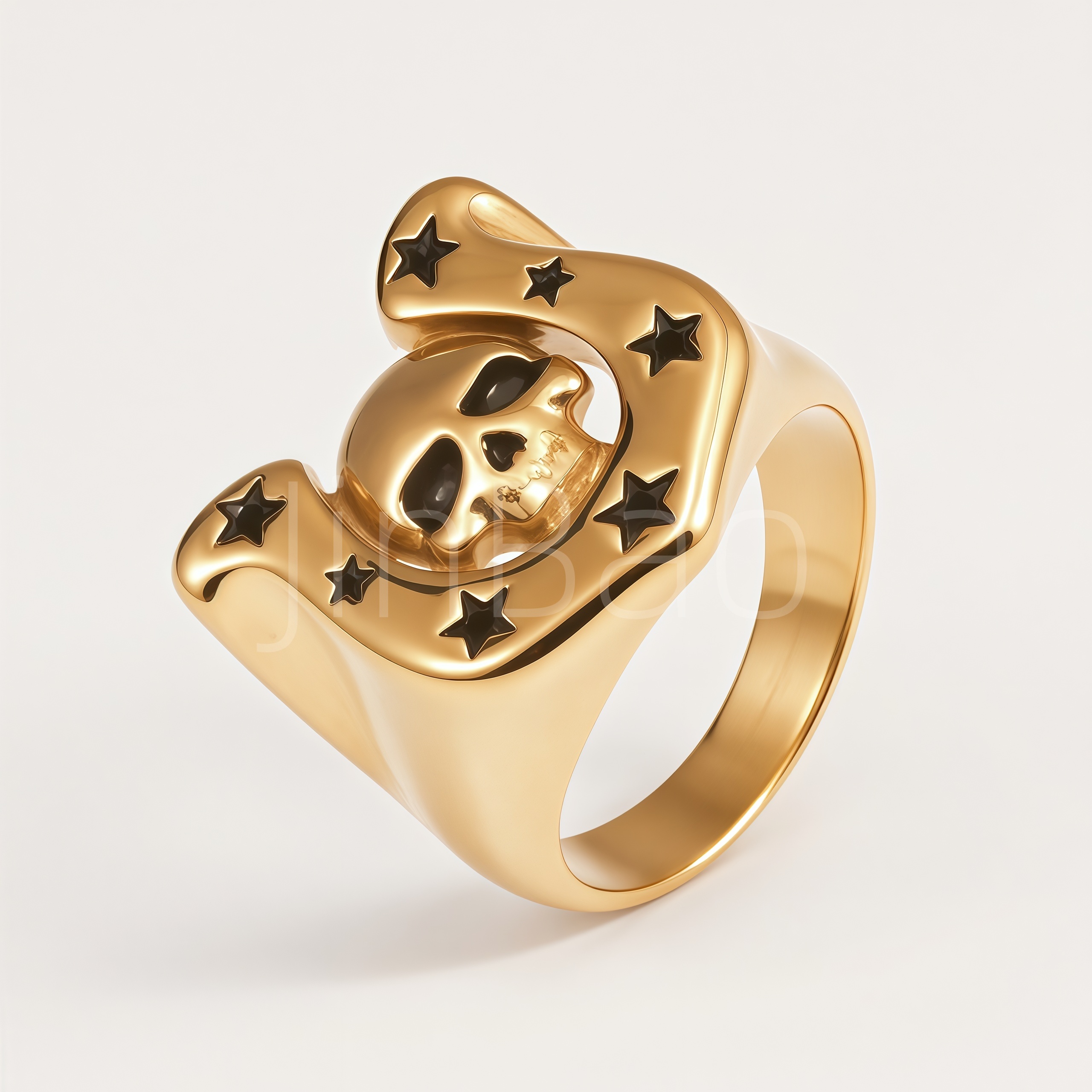 Punk Skull Horseshoe Star Stainless Steel Men Ring | D0495