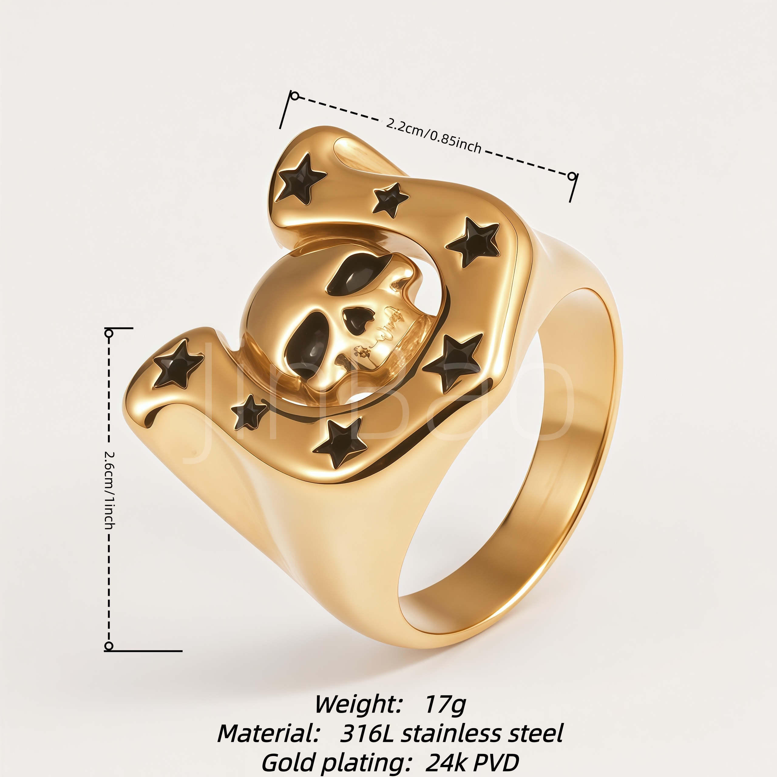 Punk Skull Horseshoe Star Stainless Steel Men Ring | D0495