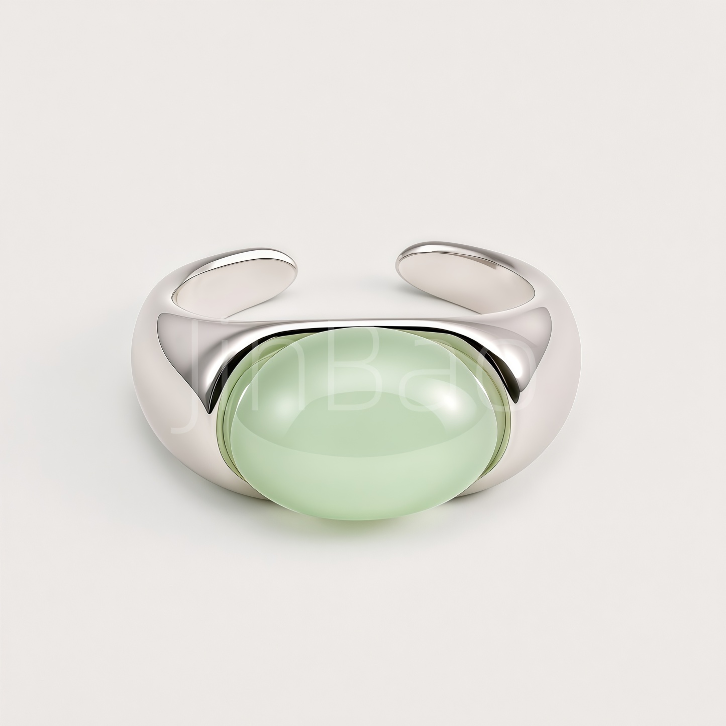 New Chinese Style Two-Tone Jade Curved Open Ring for Women | E00485