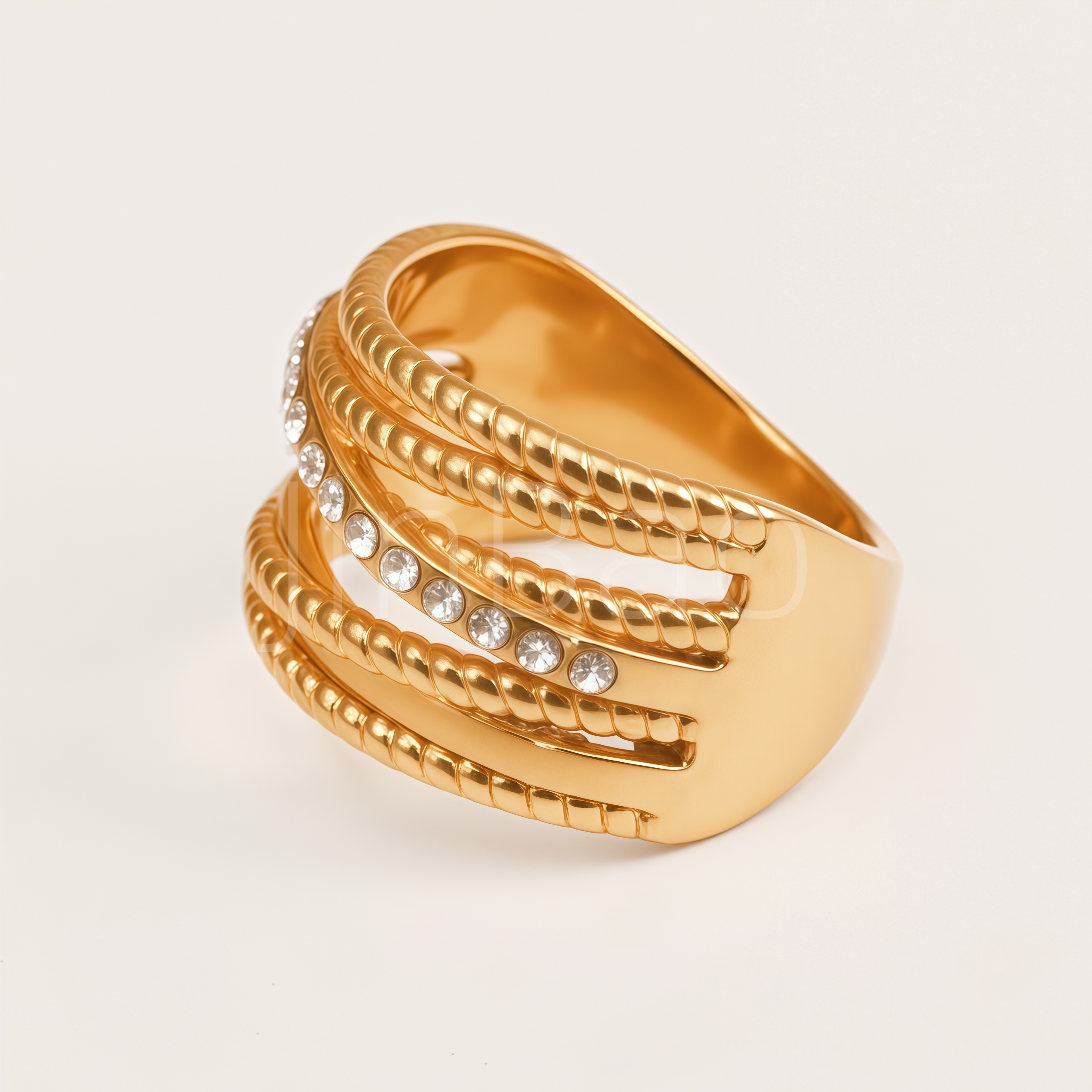 Multi-Layer Beaded Twisted Wave Women's Ring | E0050