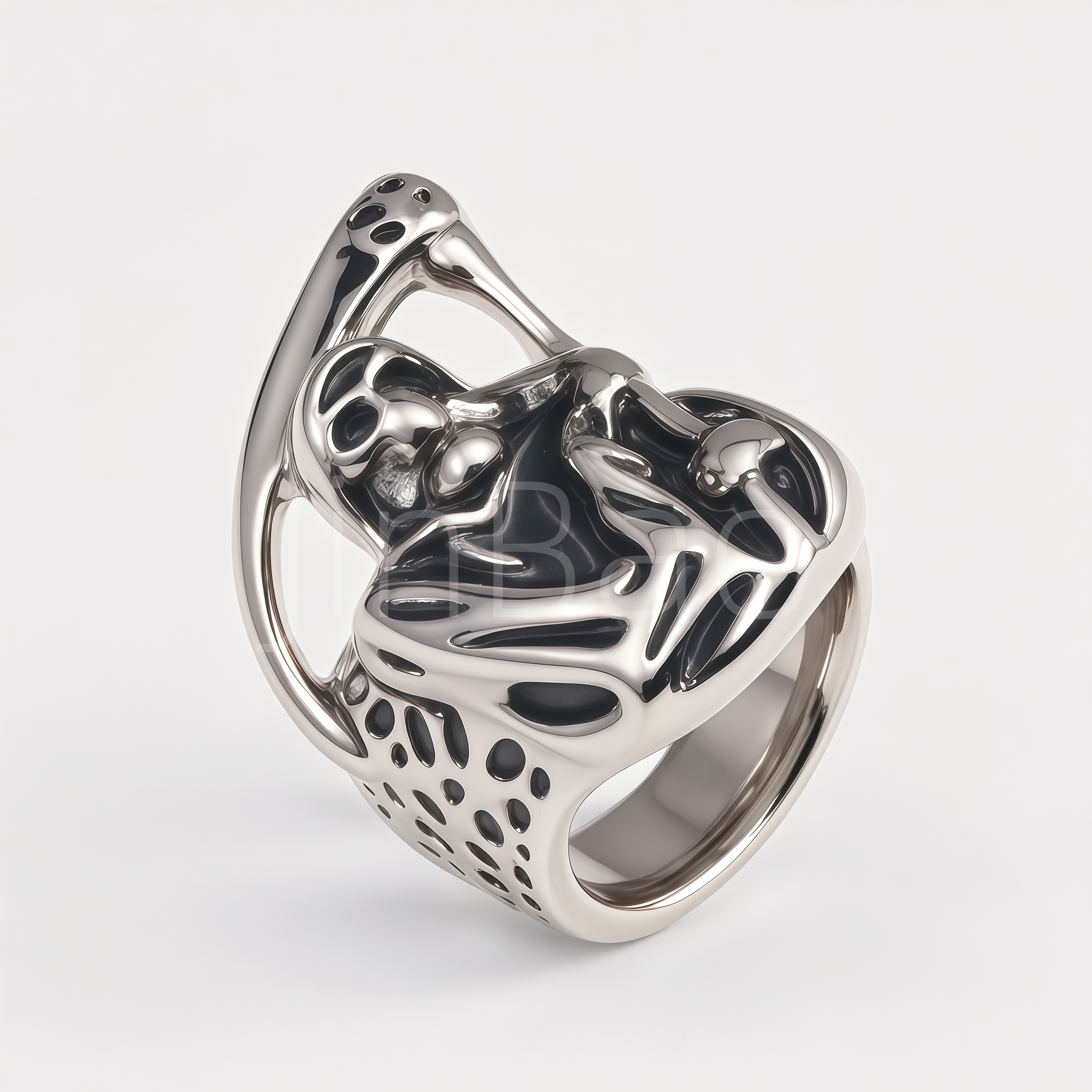 Heavy Gothic Death Skull Scythe Stainless Steel Men's Ring | D0494
