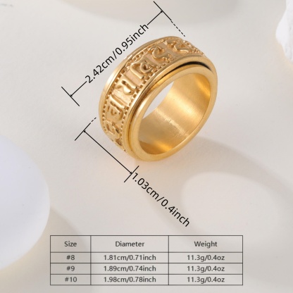Vintage Scripture Design Transshipment Stainless Steel Men's Waterproof Ring 丨 N00471j-JinBaoJewerly