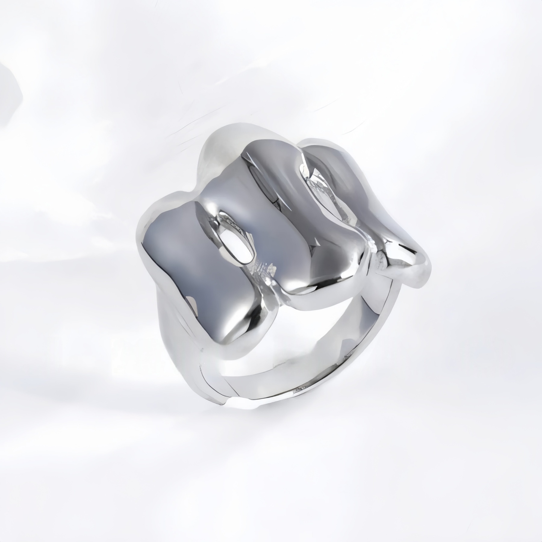 Fashion Streamlined Stainless Steel Wavy Ring Women's Ring | G004270-1-JinBaoJewerly